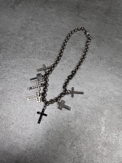 Dolce & Gabbana 7 Crosses Stainless Steel Choker Necklace (OS)