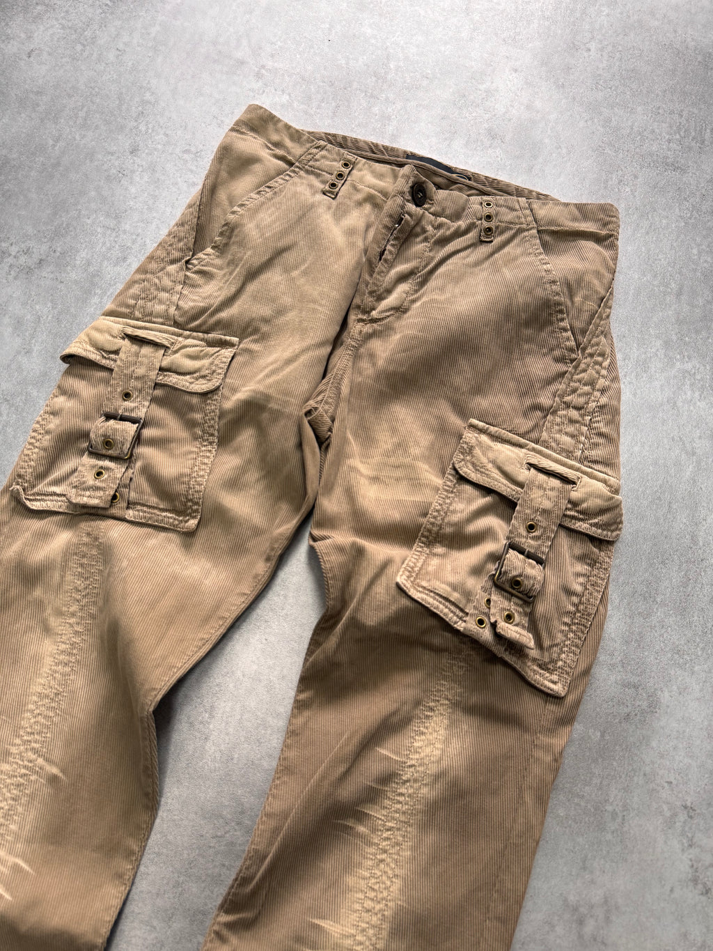 AW2006 Cavalli Cargo Velvet Beige Pants