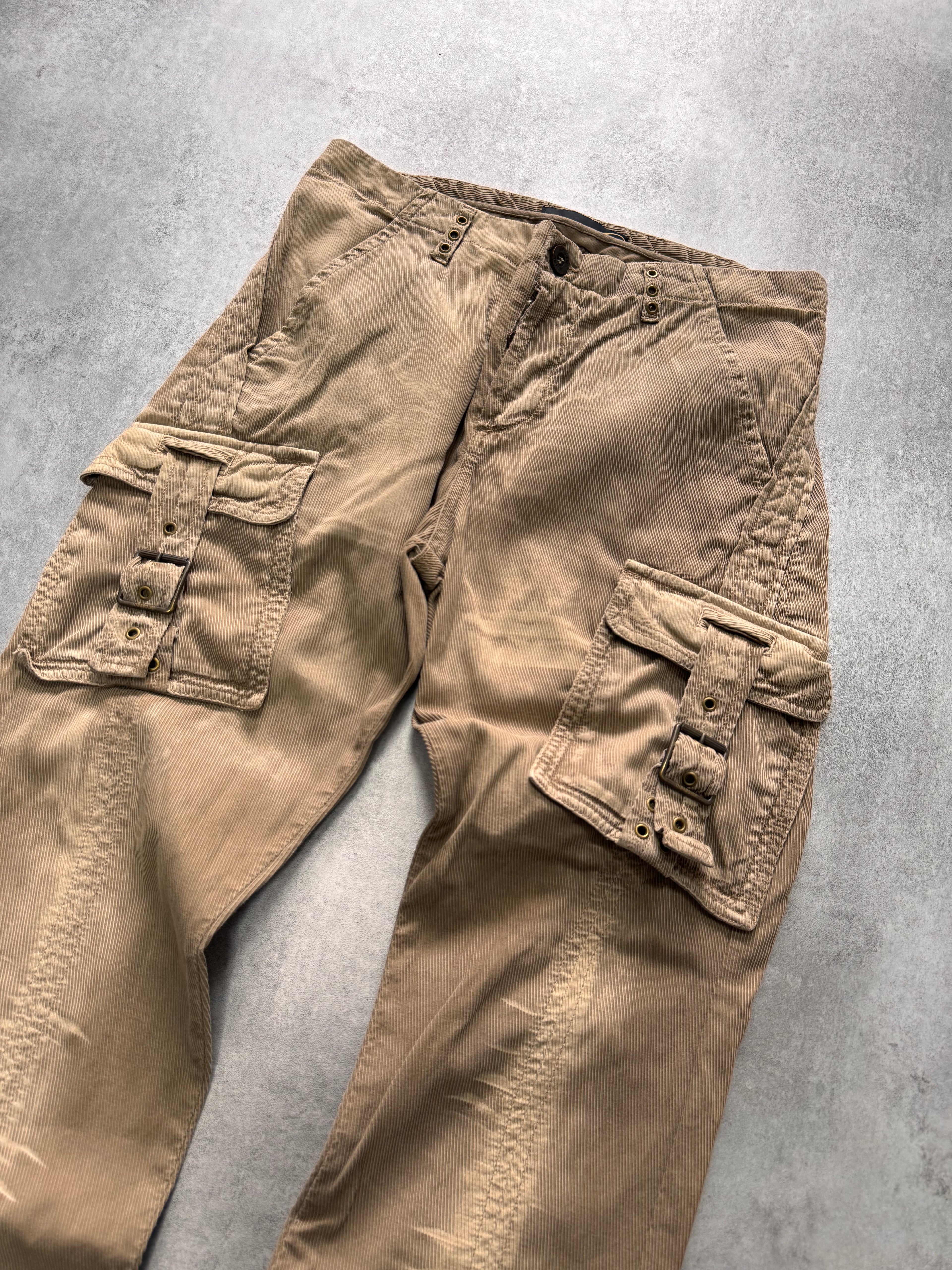 AW2006 Cavalli Cargo Velvet Beige Pants