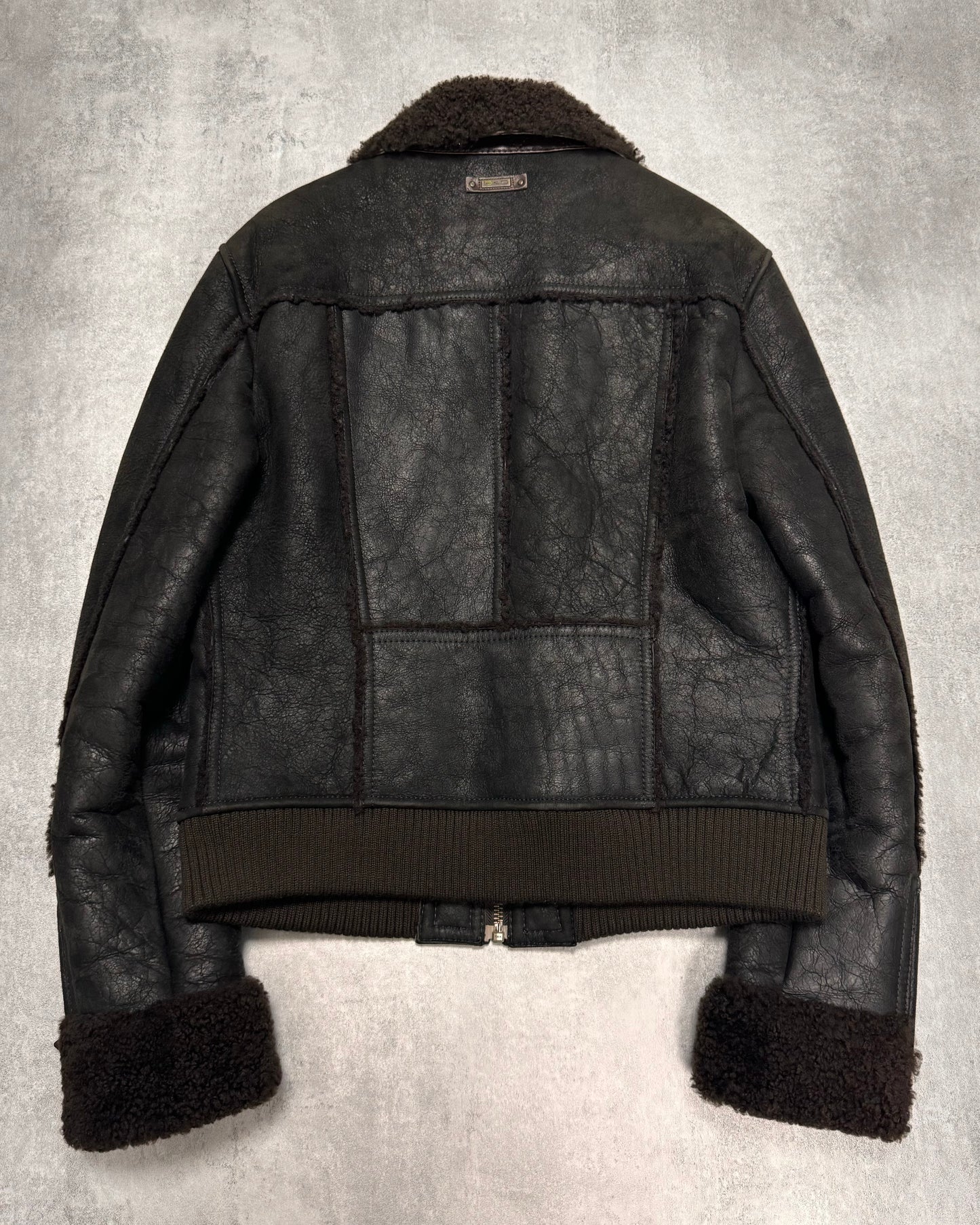 AW2009/10 Dolce & Gabbana Cargo Utility Bomber Shearling Leather Jacket (S/M)