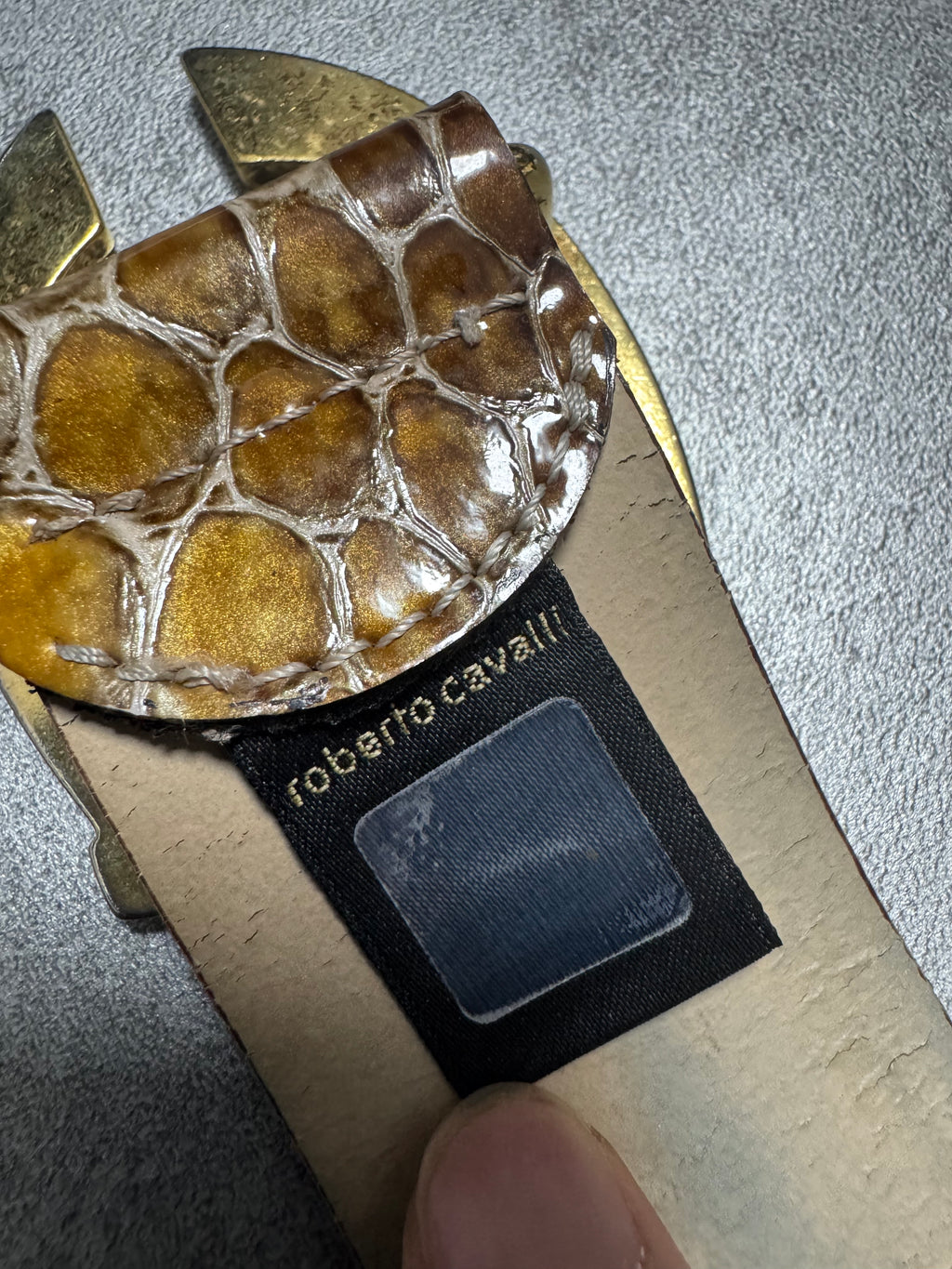 Cavalli Yellow Python Effect Leather Belt