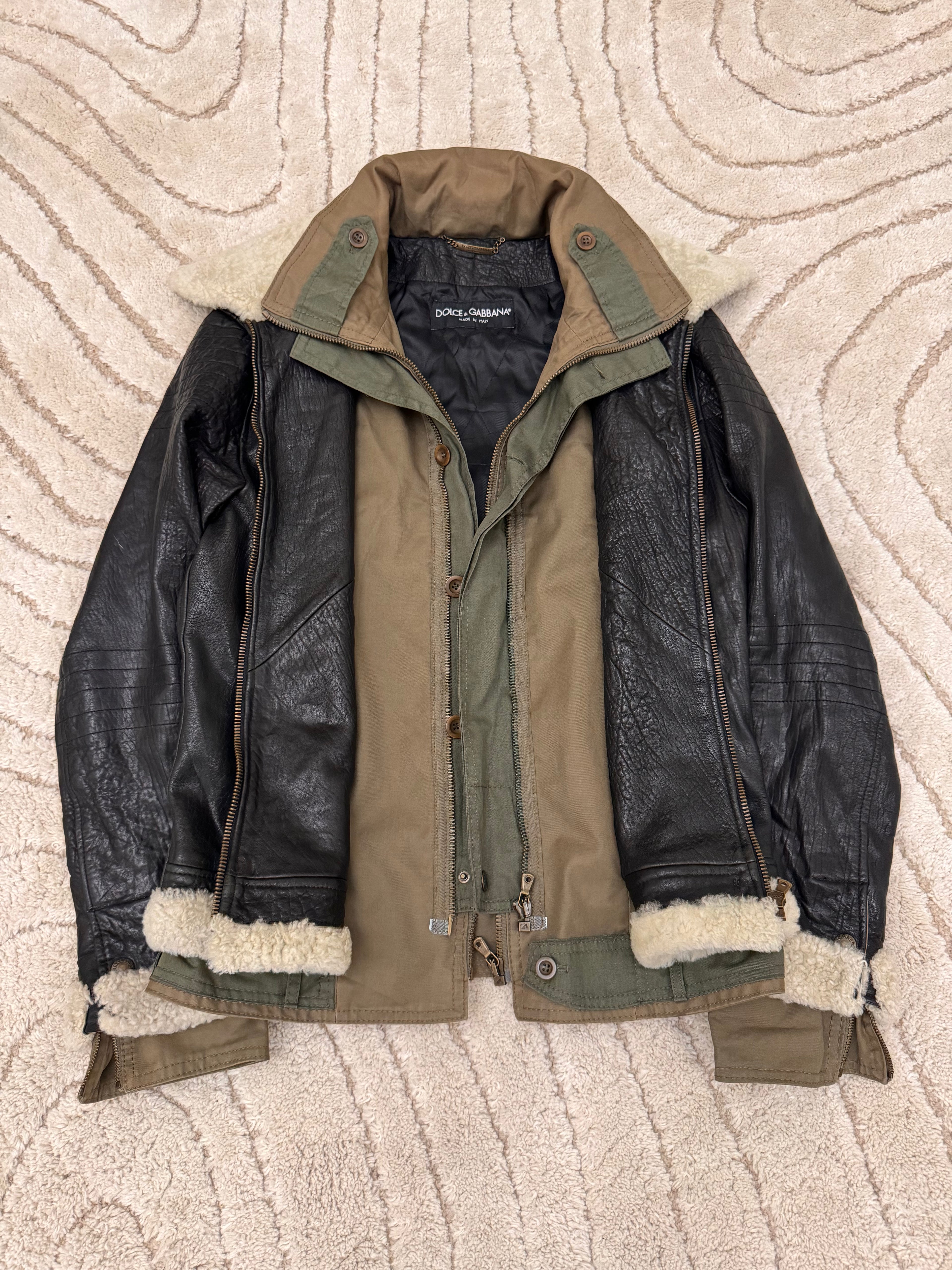 FW2005 Dolce & Gabbana Heavy Shearling Army Combat Jacket