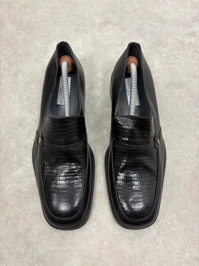 2000s Pierre Balmain Black Satin Leather Classy Loafers MgOgqRz 1