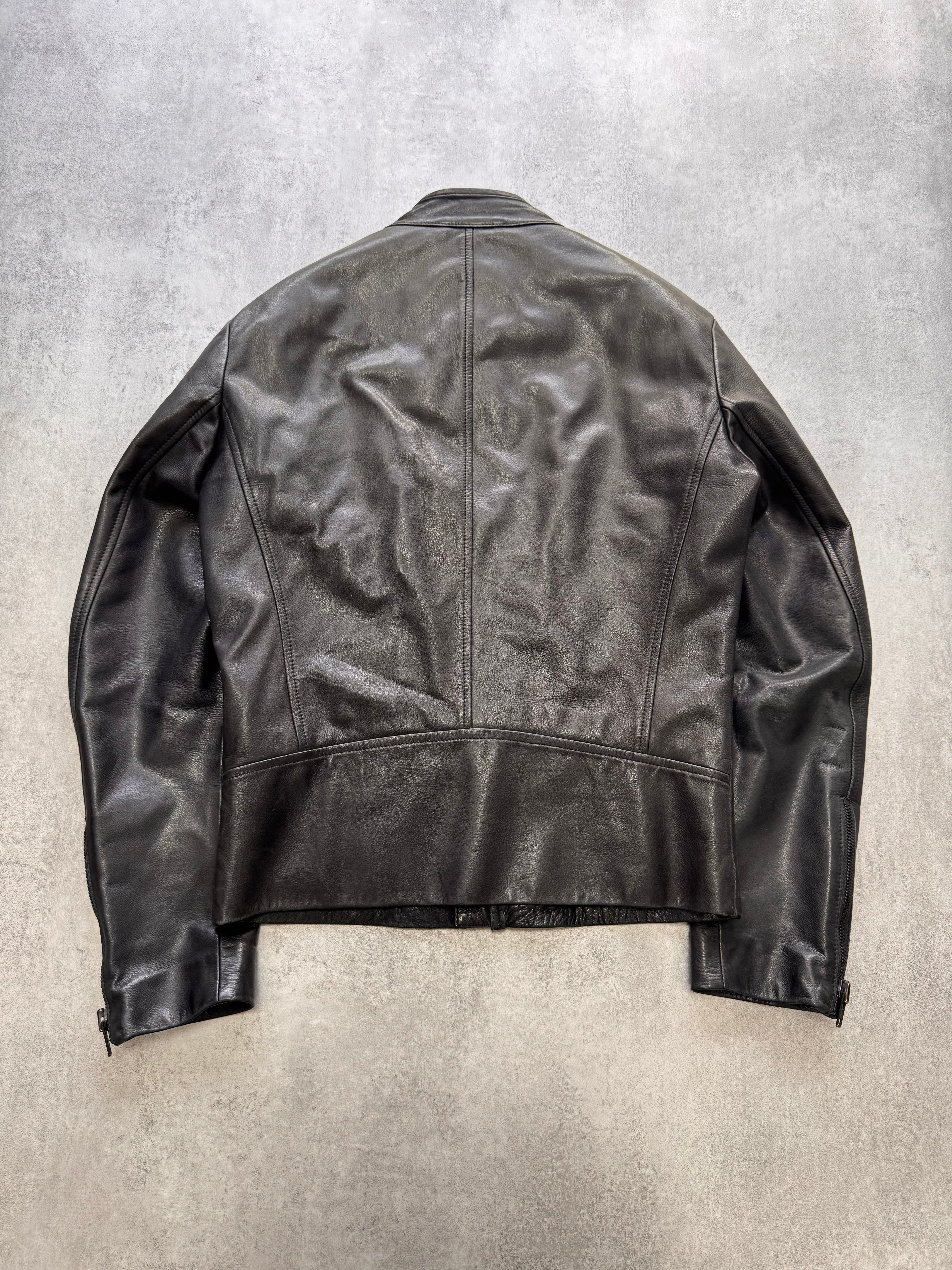 SS2010 Maison Margiela 5-Zip Black Leather Jacket