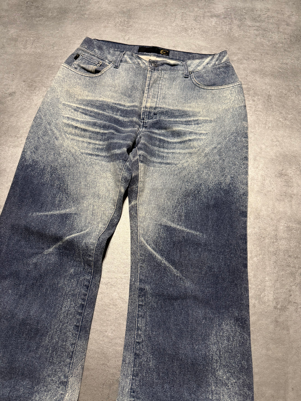 2000s Cavalli Overprint Blue Dyed Pants