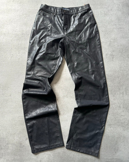 2000s Armani Black Soft Eco Leather Pants (S) - 1