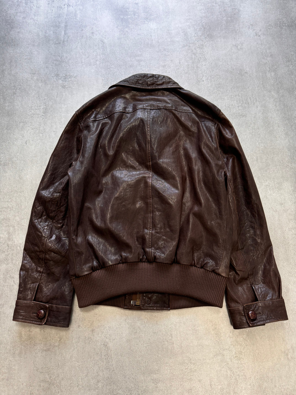 FW2005 Dolce & Gabbana Military Brown Leather Heavy Jacket