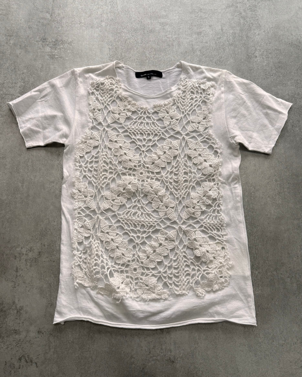 Comme Des Garçons White Floral Tricot Tee