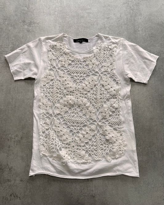 Comme Des Garçons White Floral Tricot Tee (XXS)