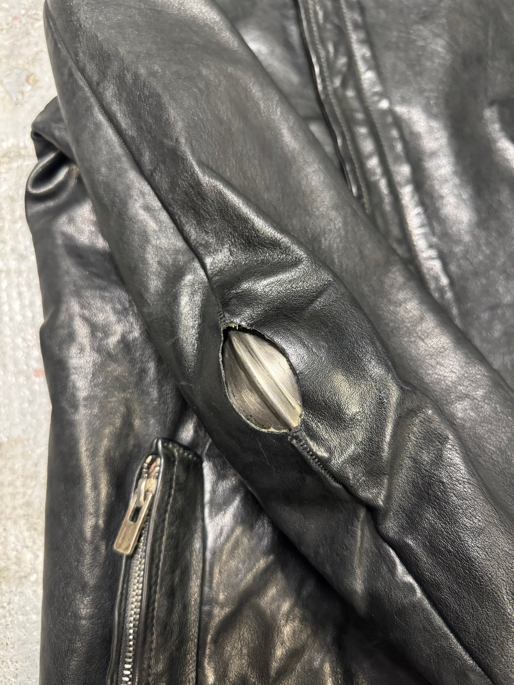 Carol Christian Poell Gloved Prosthetic Elbow Black Leather Jacket