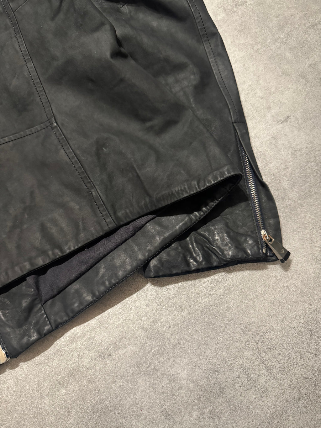SS2014 Emprio Armani Elevated Black Leather Jacket