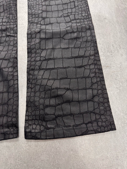 2000s Roberto Cavalli Crocodile Skin Effect Obscur Black Pants (S)