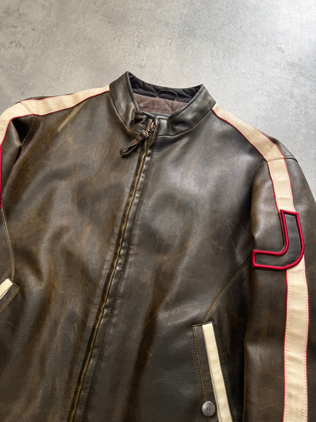 2000s Armani Biker Relief Leather Jacket