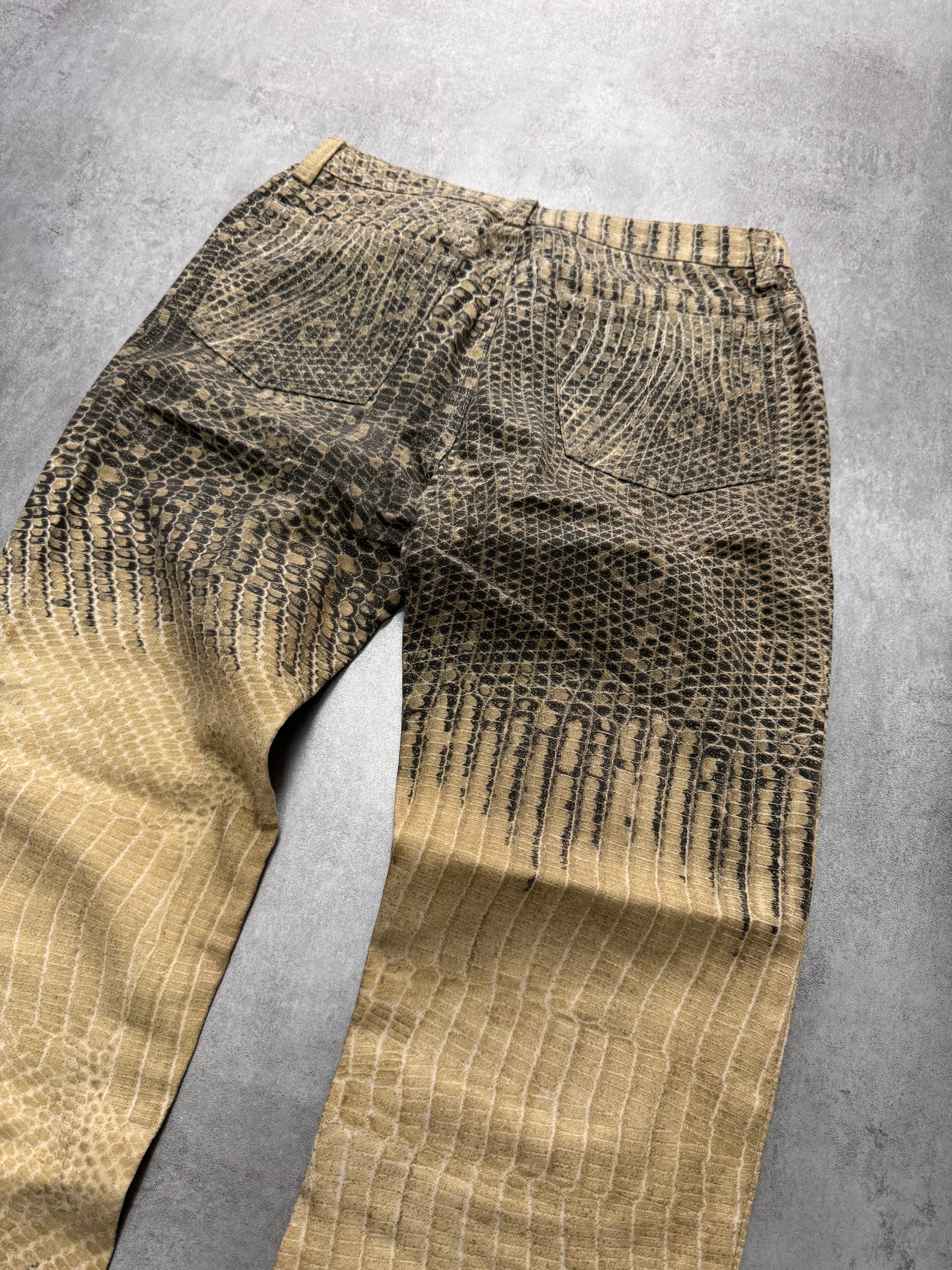 1990s Roberto Cavalli Bees Caramel Scales Pants