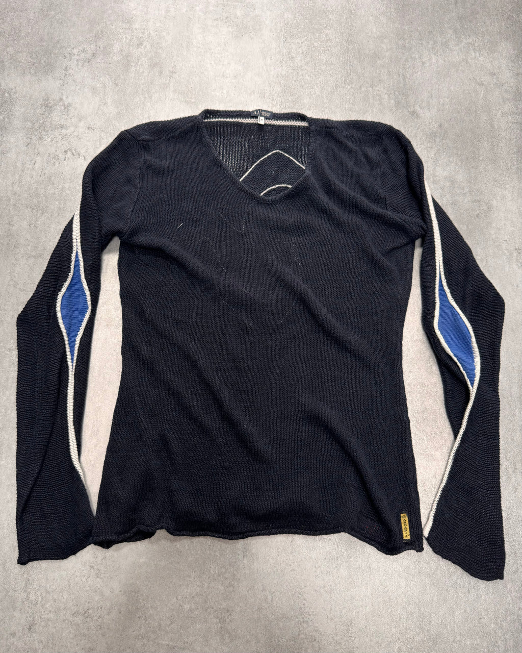 2000s Armani Futuristic Design Navy Sweater