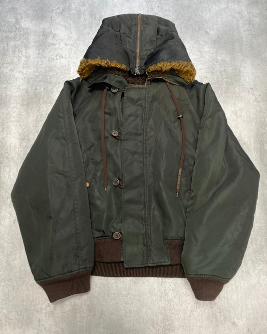 Versace Kaki Army Hooded Bomber Jacket (M)