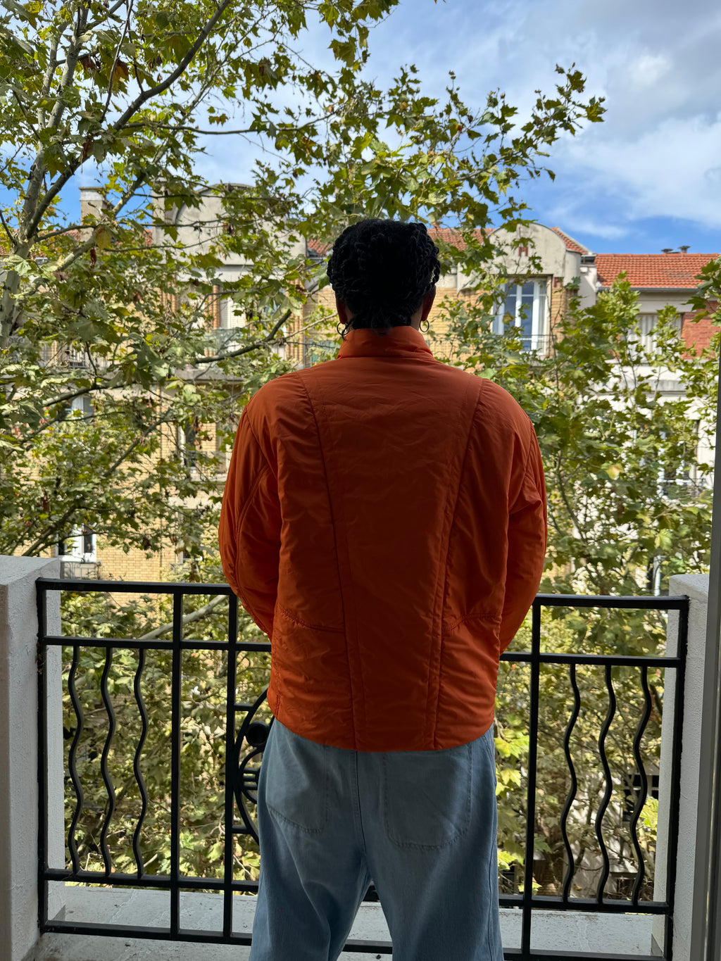 2000s Dolce & Gabbana Astro Orange Puffer Futuristic Jacket