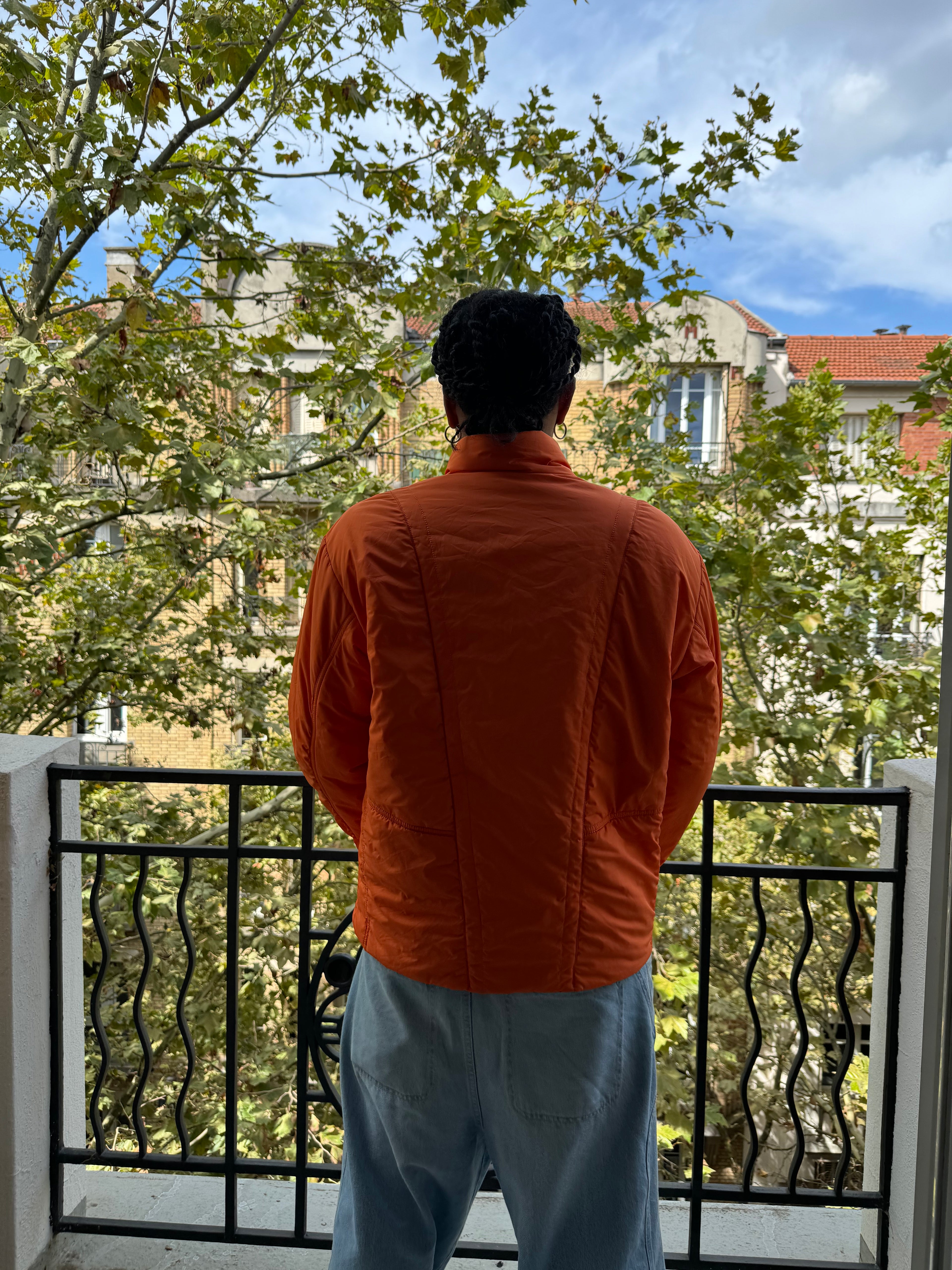 2000s Dolce & Gabbana Astro Orange Puffer Futuristic Jacket