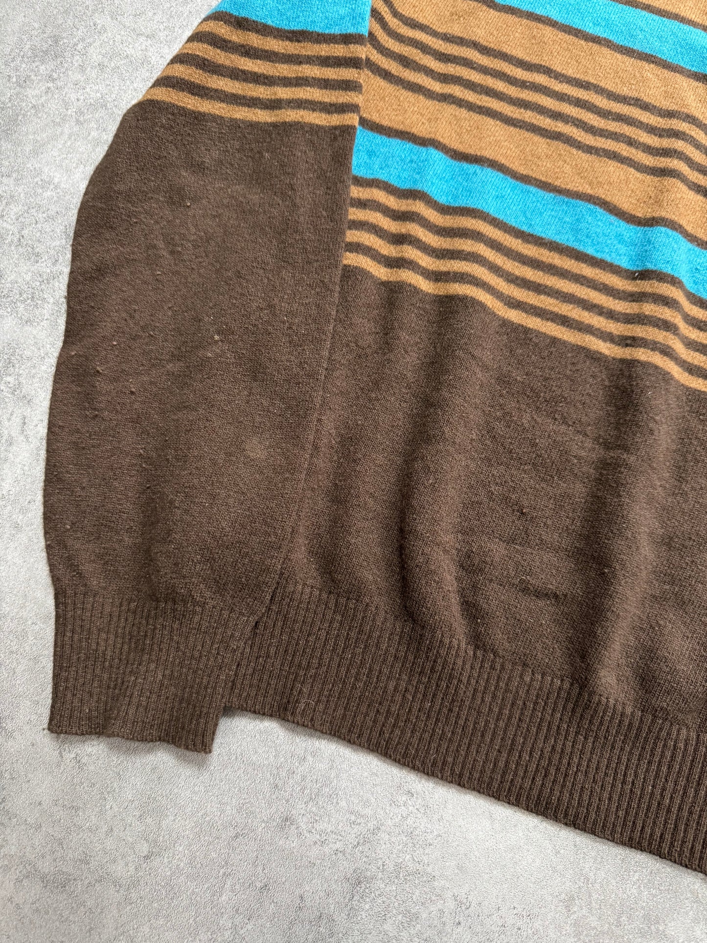 2000s Dolce & Gabbana Brown & Blue Sripes Lambwool Sweater (S)