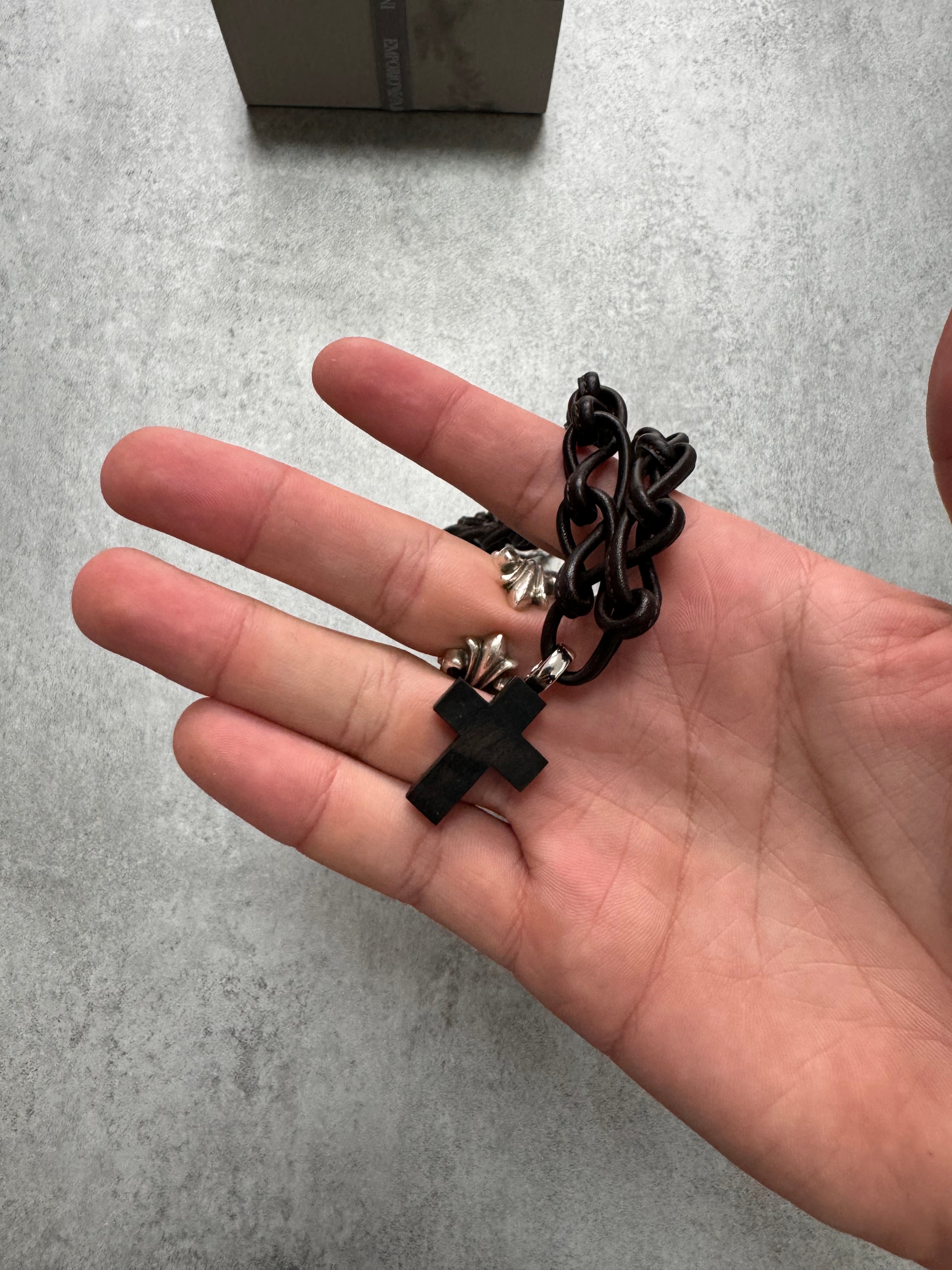 Emporio Armani Leather Cross Necklace