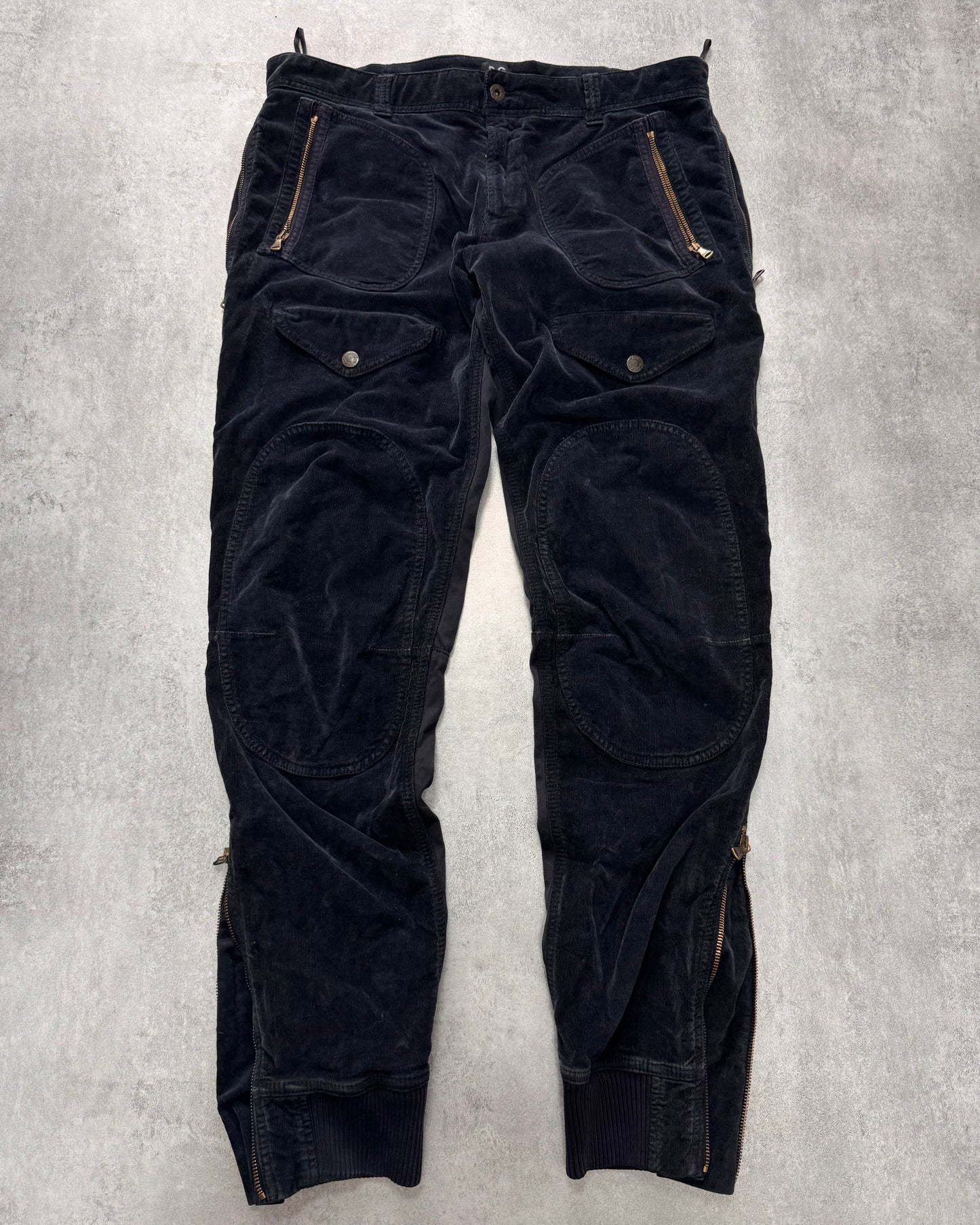 2010s Dolce & Gabbana Navy Hybrid Velvet Cargo Pants (M)