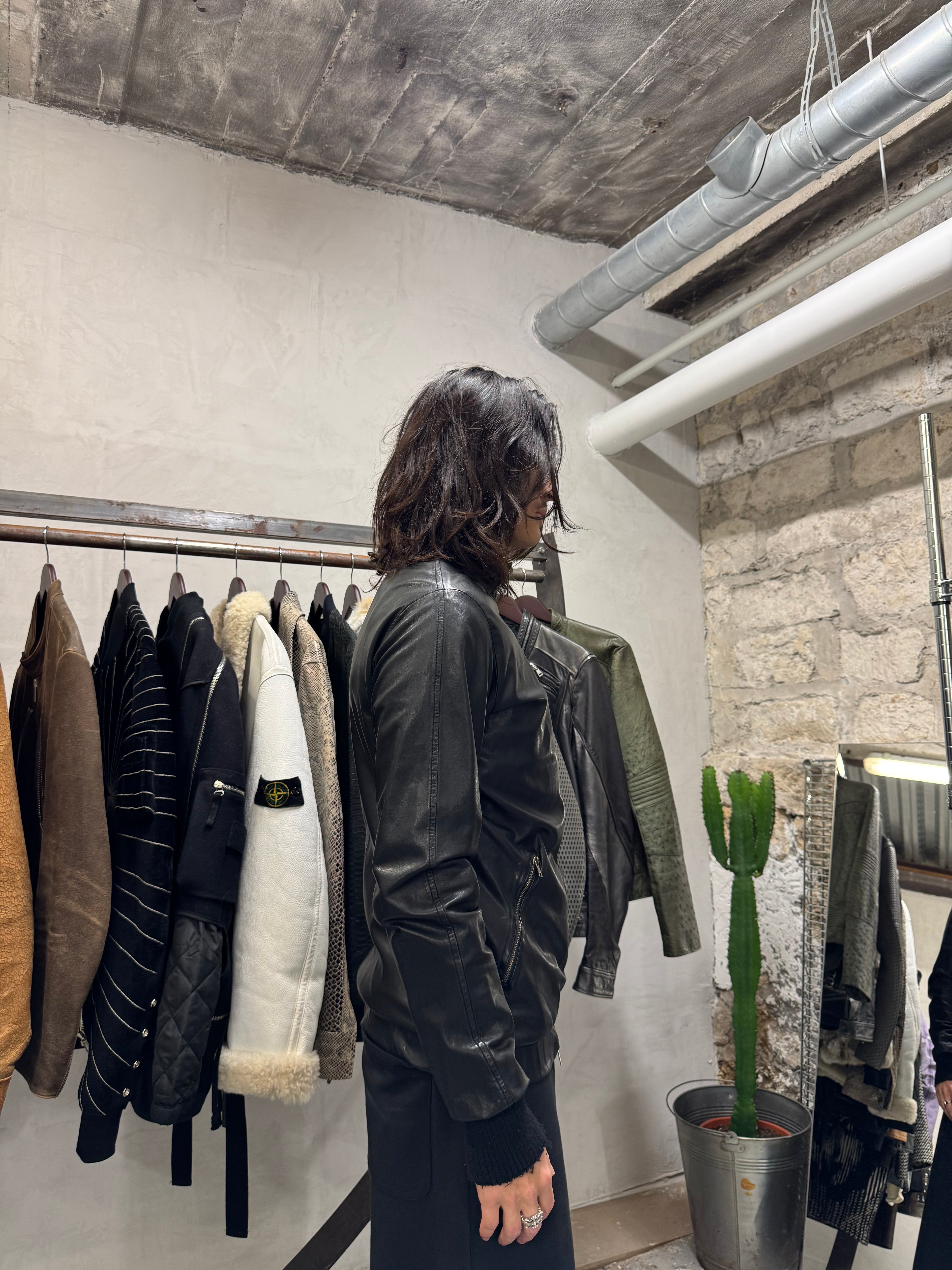 2010s Giorgio Brato Avant-Garde Black Leather Bomber Jacket