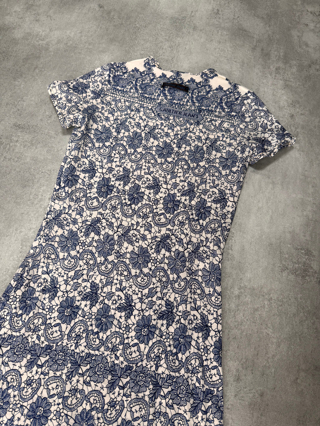 1999 ジャン ポール ゴルチエ ブルー モザイク ロング ドレス (XS)