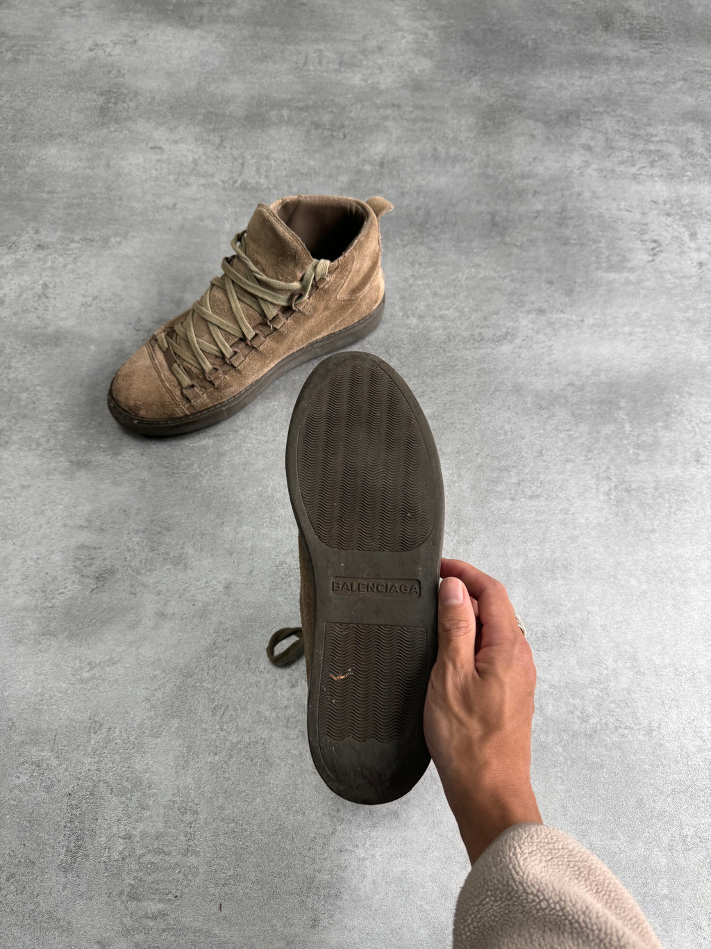 Balenciaga Arena High Brown Suede Leather Sneakers