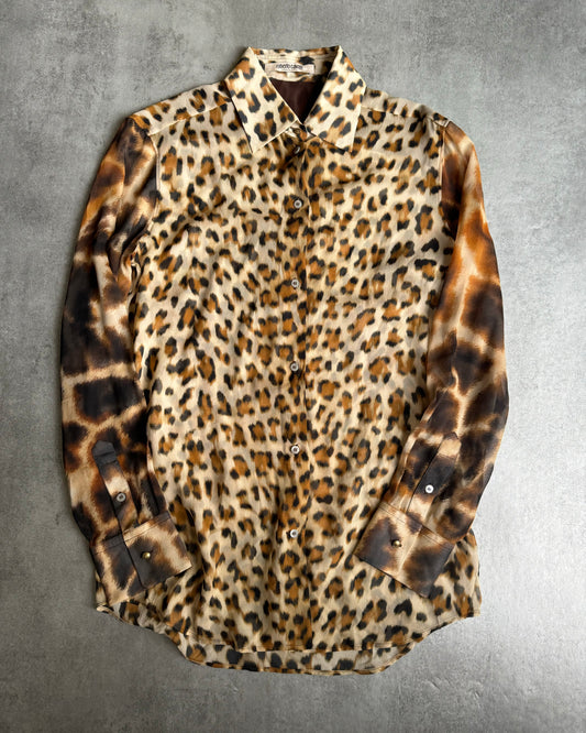 AW2000 Roberto Cavalli Silk Leopard Fire Magma Shirt (S) - 1