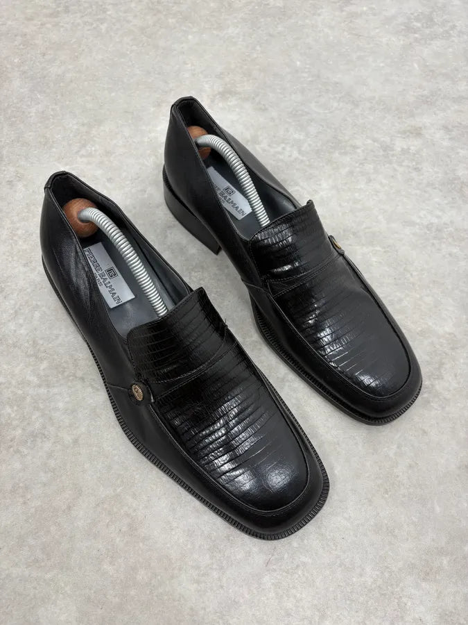 2000s Pierre Balmain Black Satin Leather Classy Loafers MgOgqRz 3