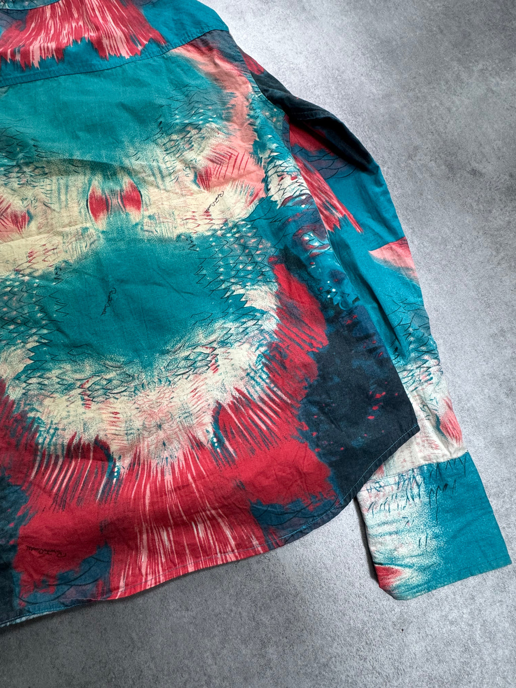 2000s Roberto Cavalli Volcano Aqua Blue Shirt