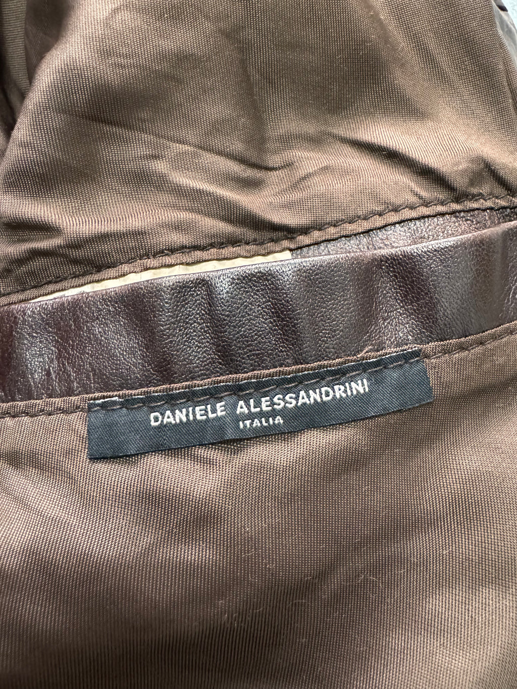 Daniele Alessandrini Aviator Brown Leather Bomber Jacket