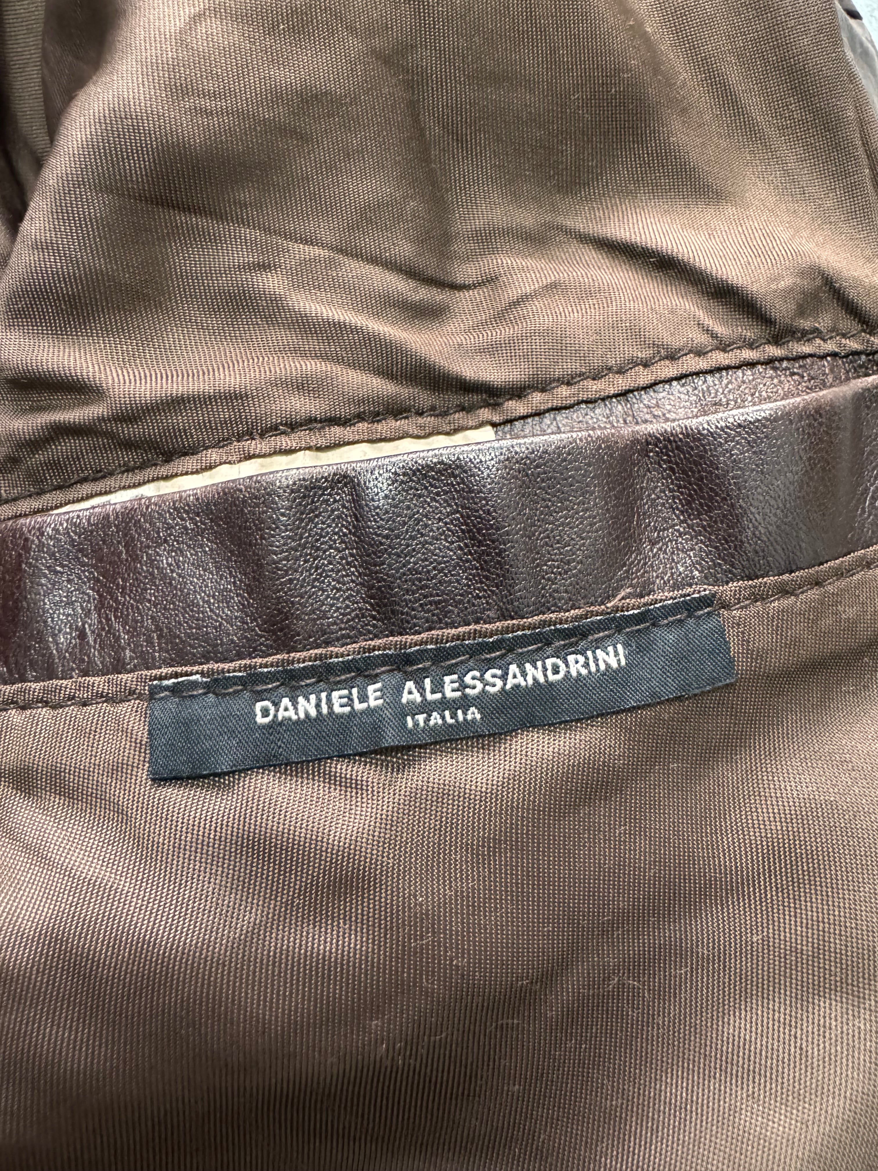Daniele Alessandrini Aviator Brown Leather Bomber Jacket