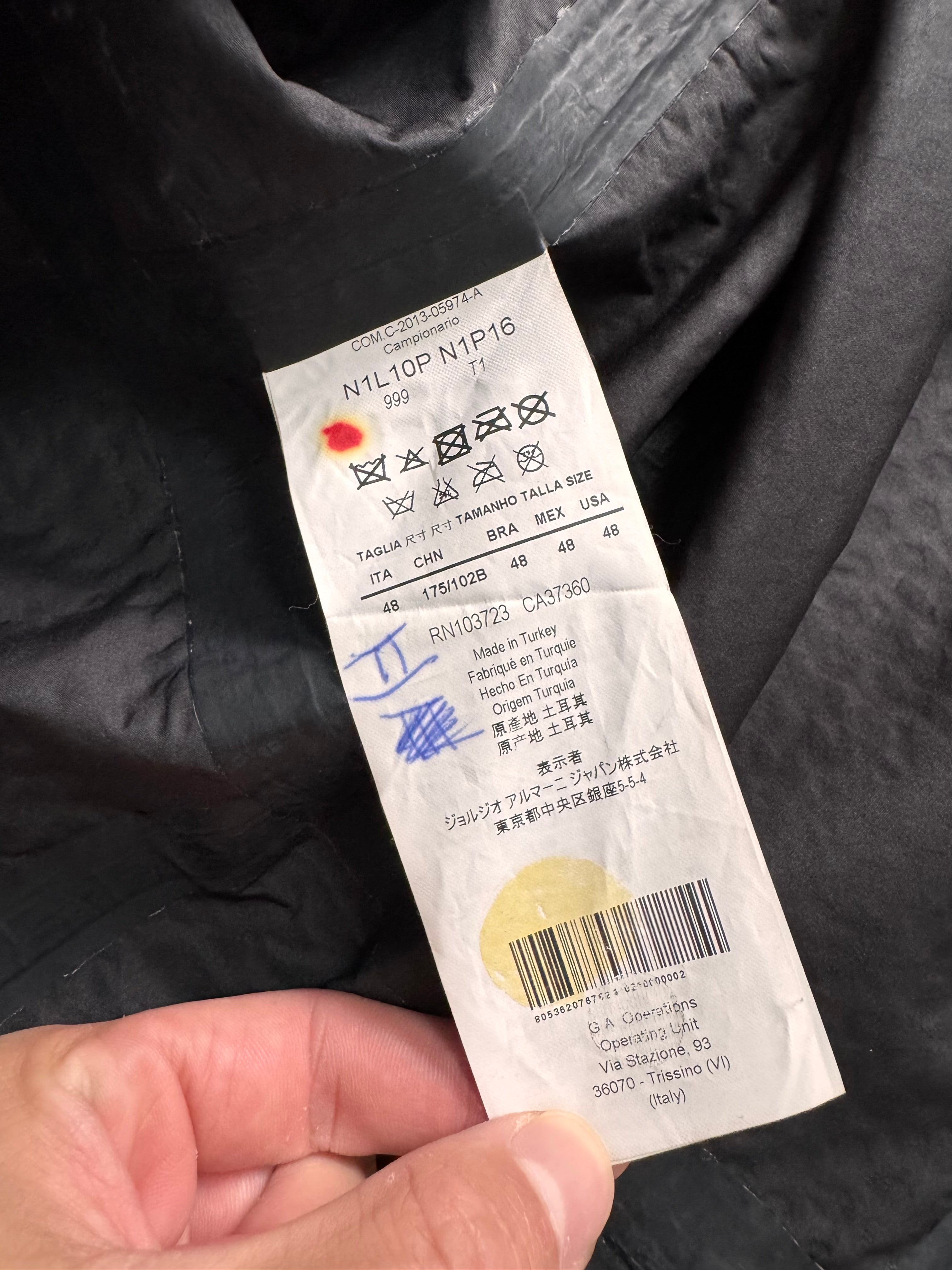 FW2013 Emporio Armani Honeycomb Black Leather Trench Coat