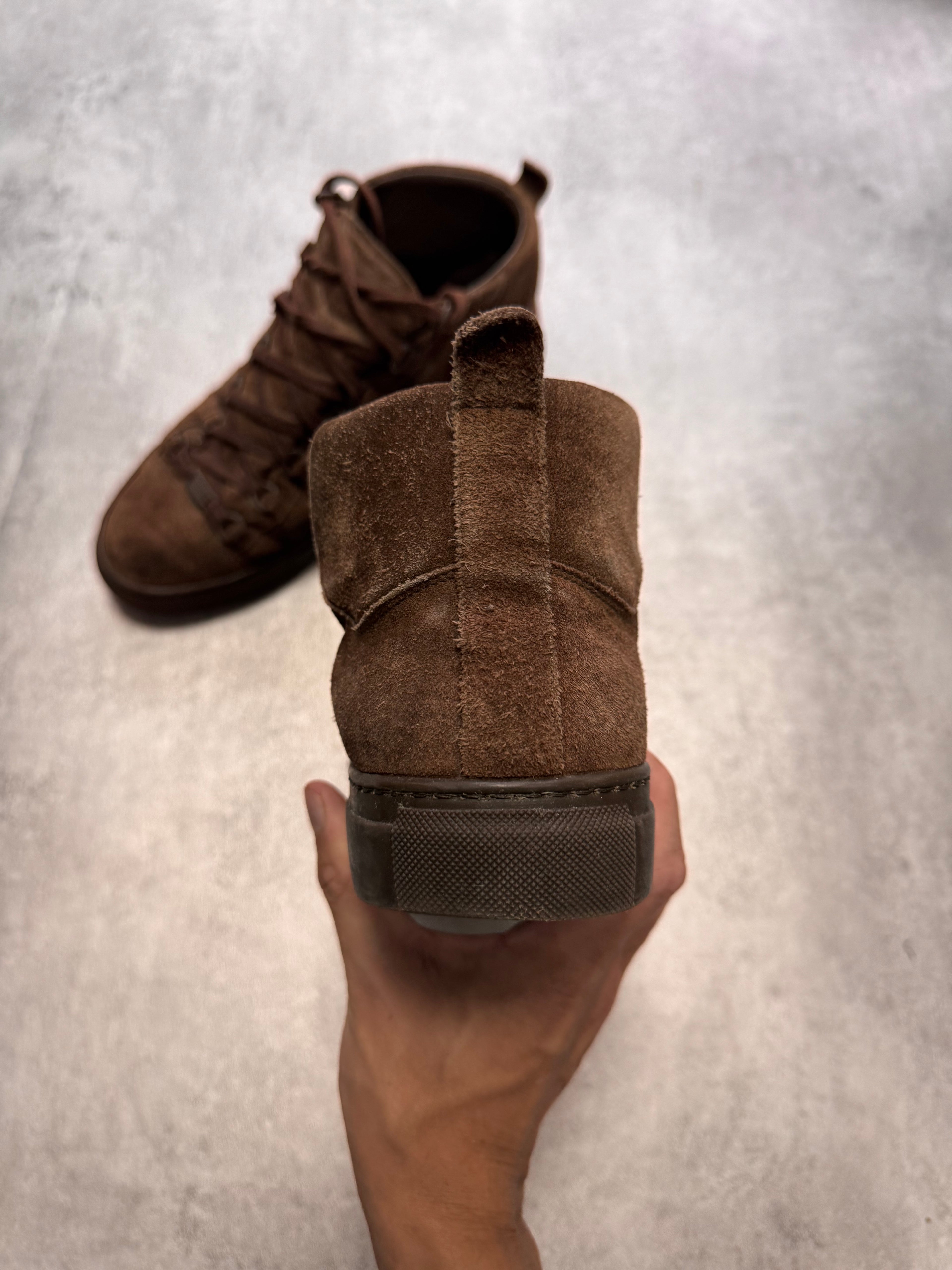 Balenciaga Arena High Brown Suede Leather Sneakers