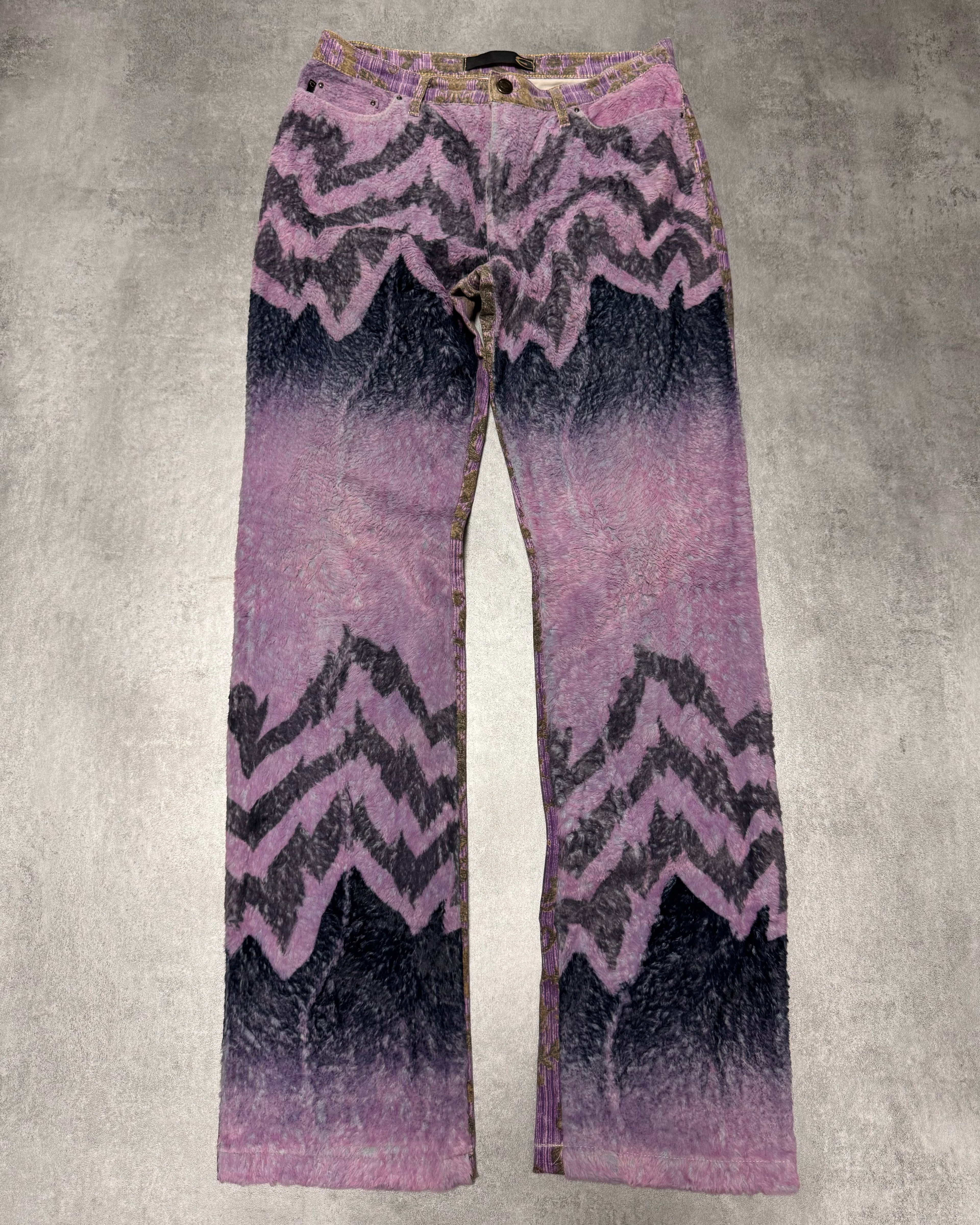 SS2005 Just Cavalli Fur Mountain Peninsula Purple Pink Pants
