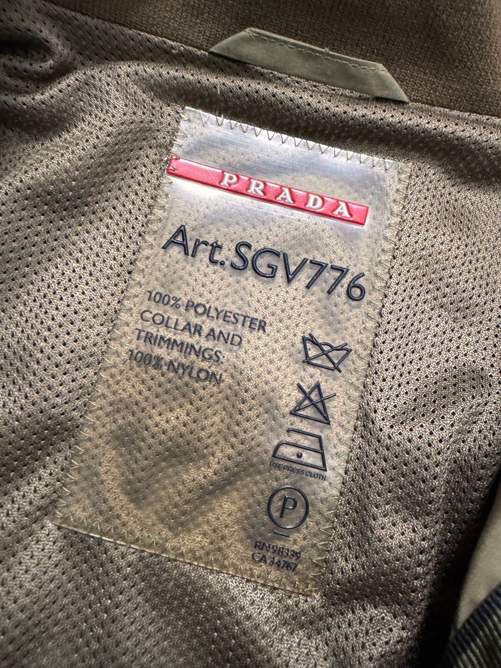 2000s Prada High Neck Khaki Nylon Jacket