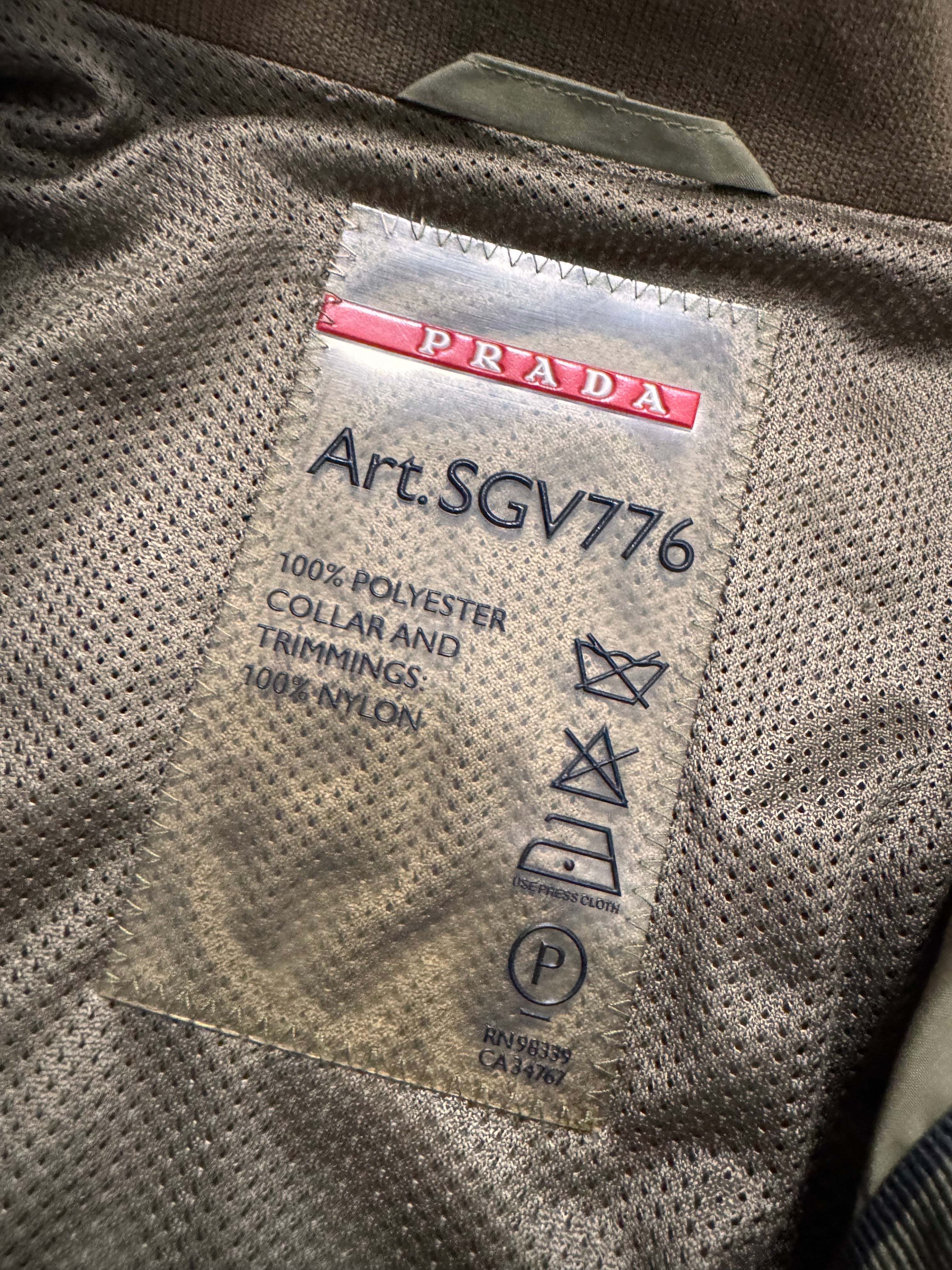 2000s Prada High Neck Khaki Nylon Jacket