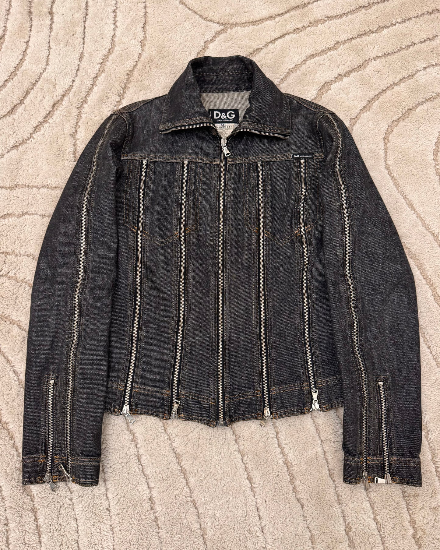 SS2003 Dolce & Gabbana Multi Zip Denim Jacket (XS/S)