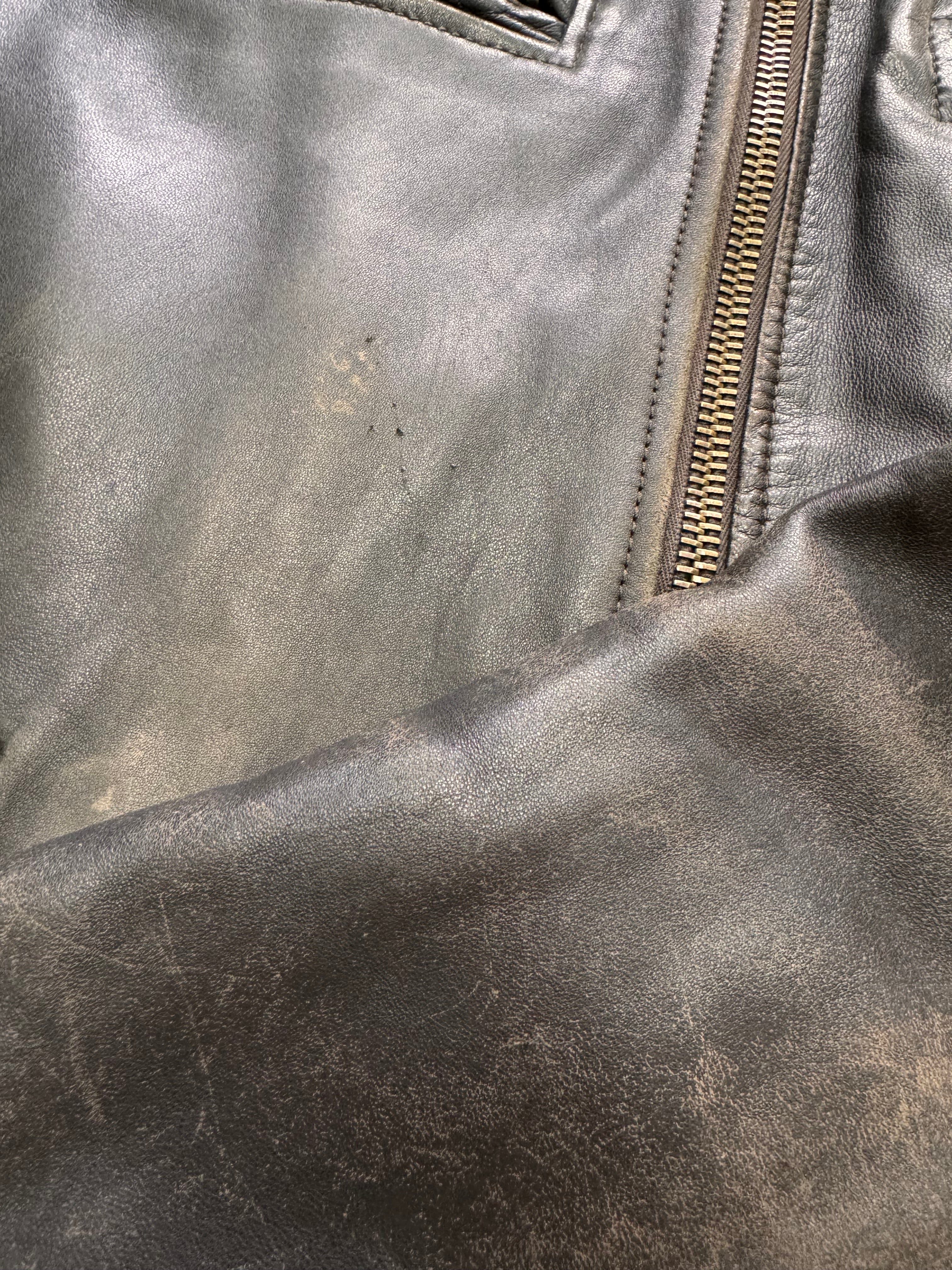 2000s Dolce & Gabbana Minimalist Distressed Leather Jacket