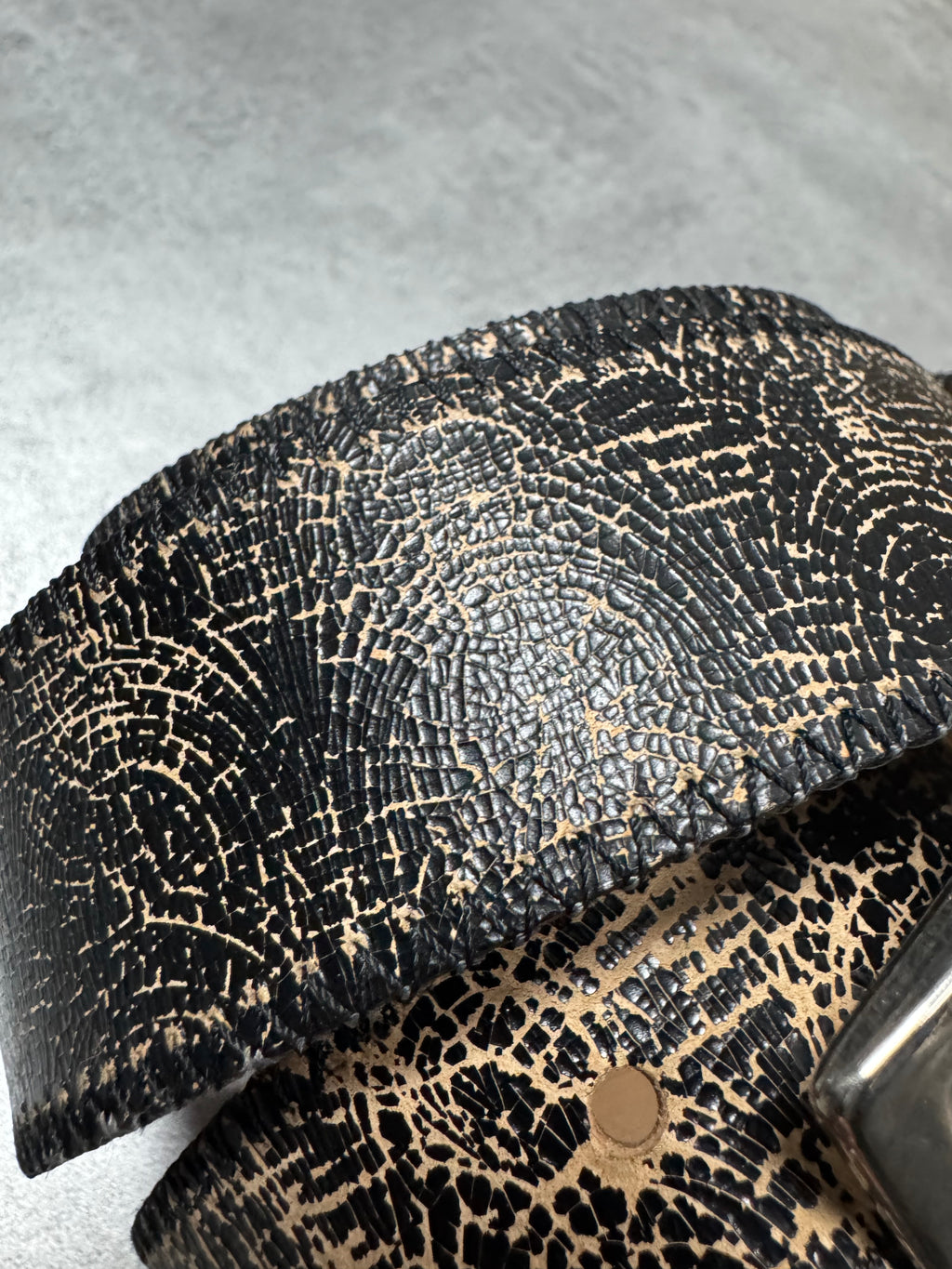 Versace Black Cracked Leather Belt