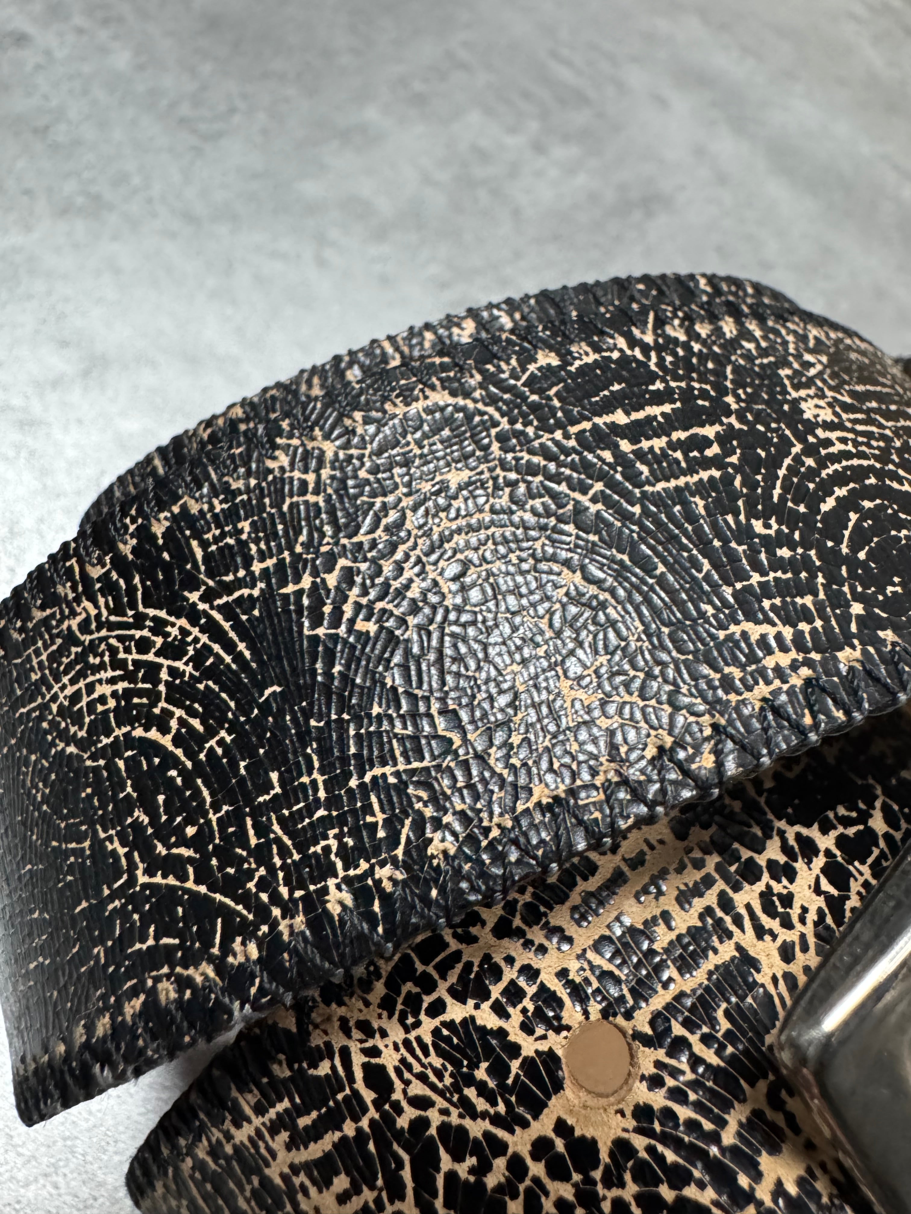 Versace Black Cracked Leather Belt