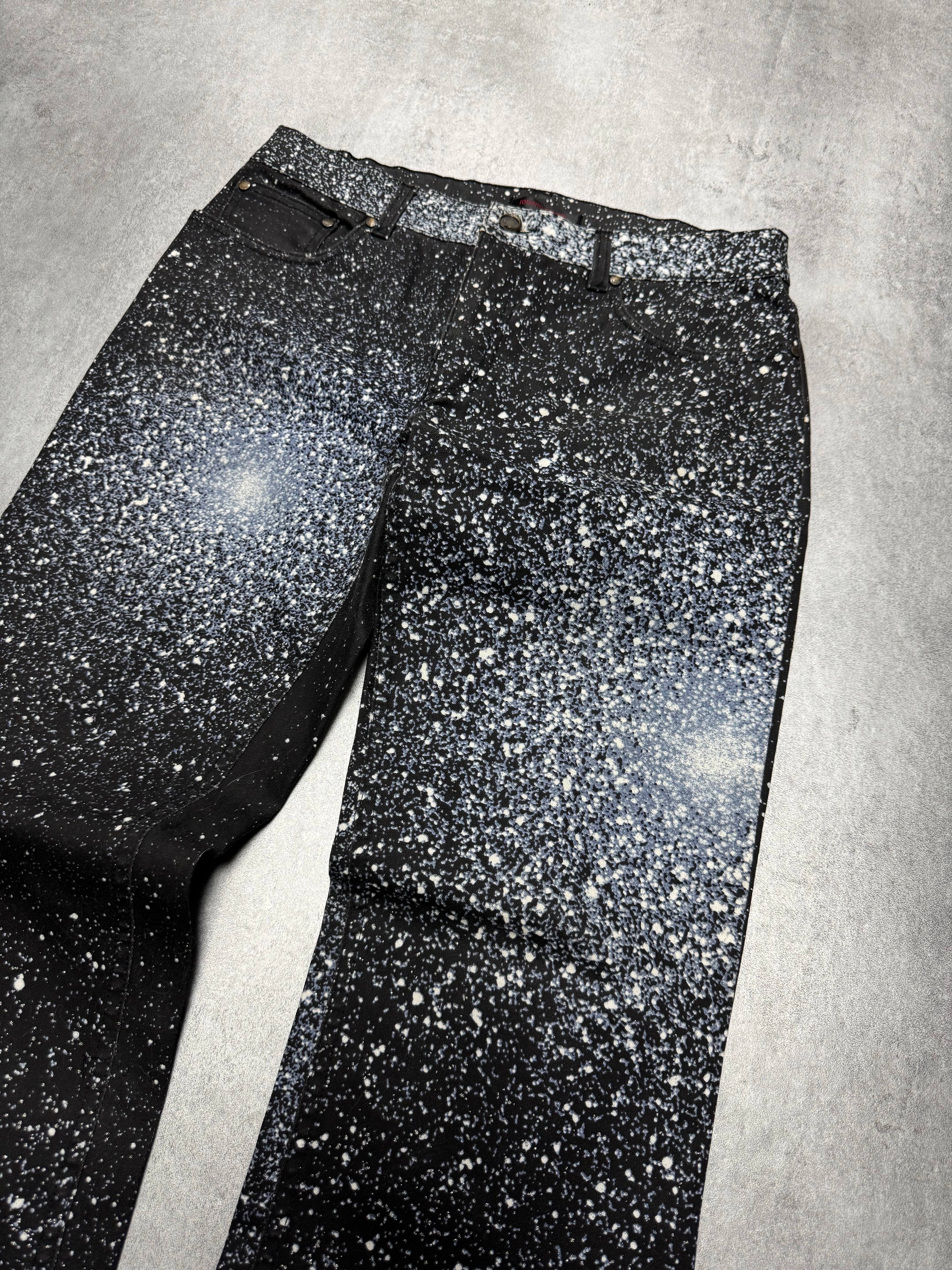 2000s Roberto Cavalli Galaxy White Expansion Pants