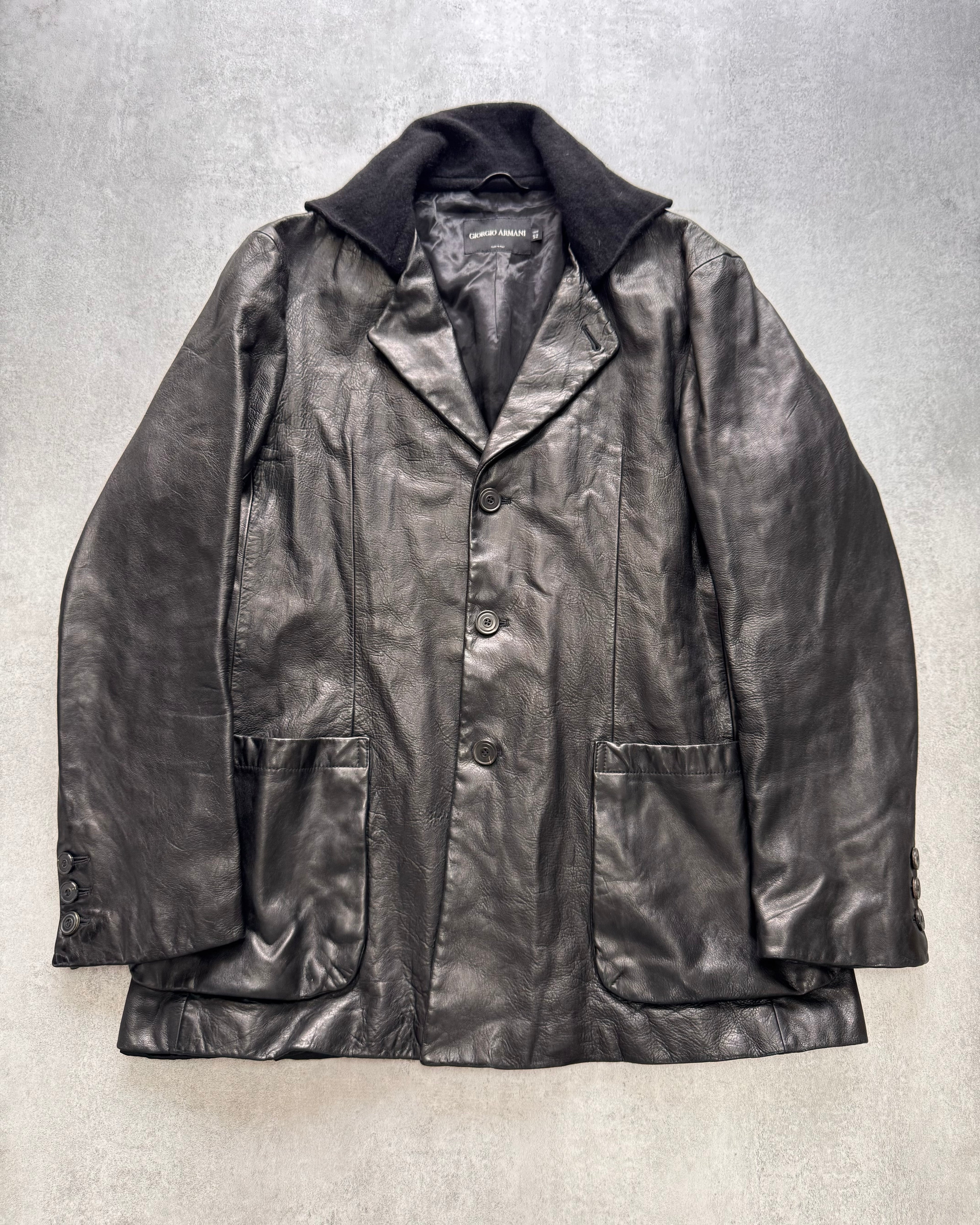 1990s Giorgio Armani Pure Black Leather Jacket