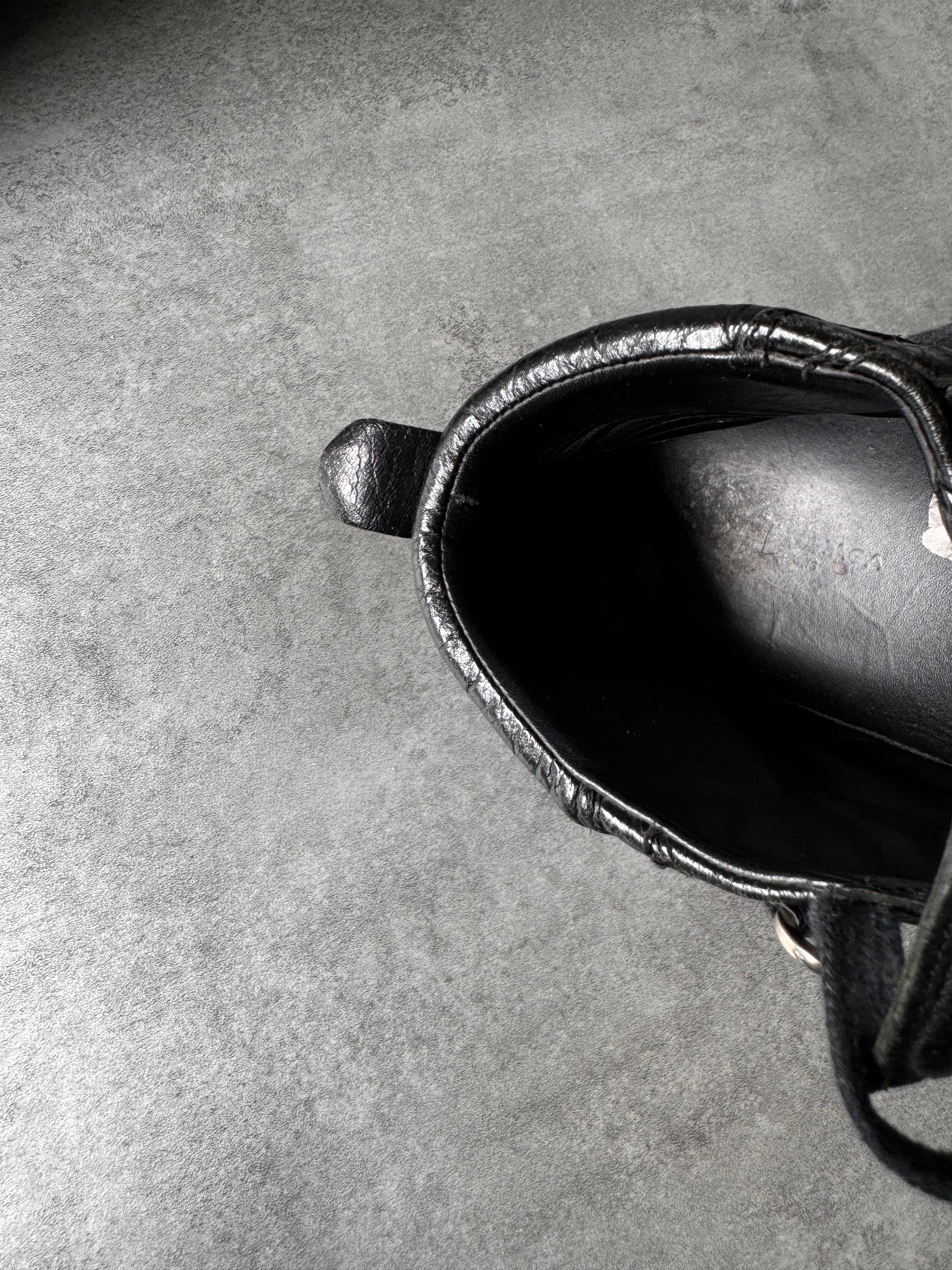 Balenciaga Arena High Black Cracked Leather Sneakers