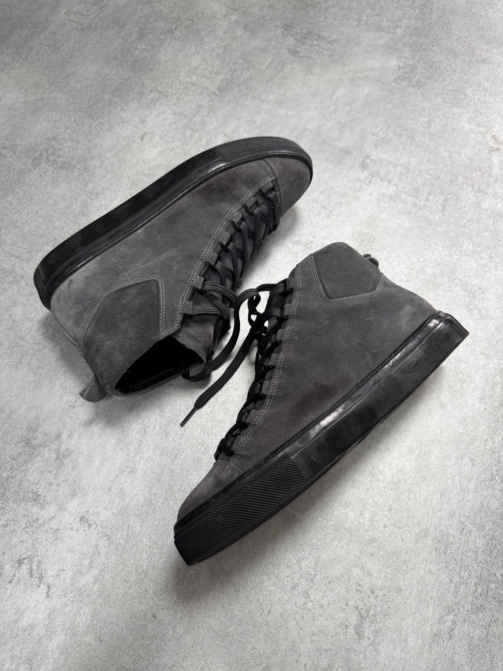 Balenciaga Arena High Dark Grey Suede Leather Sneakers