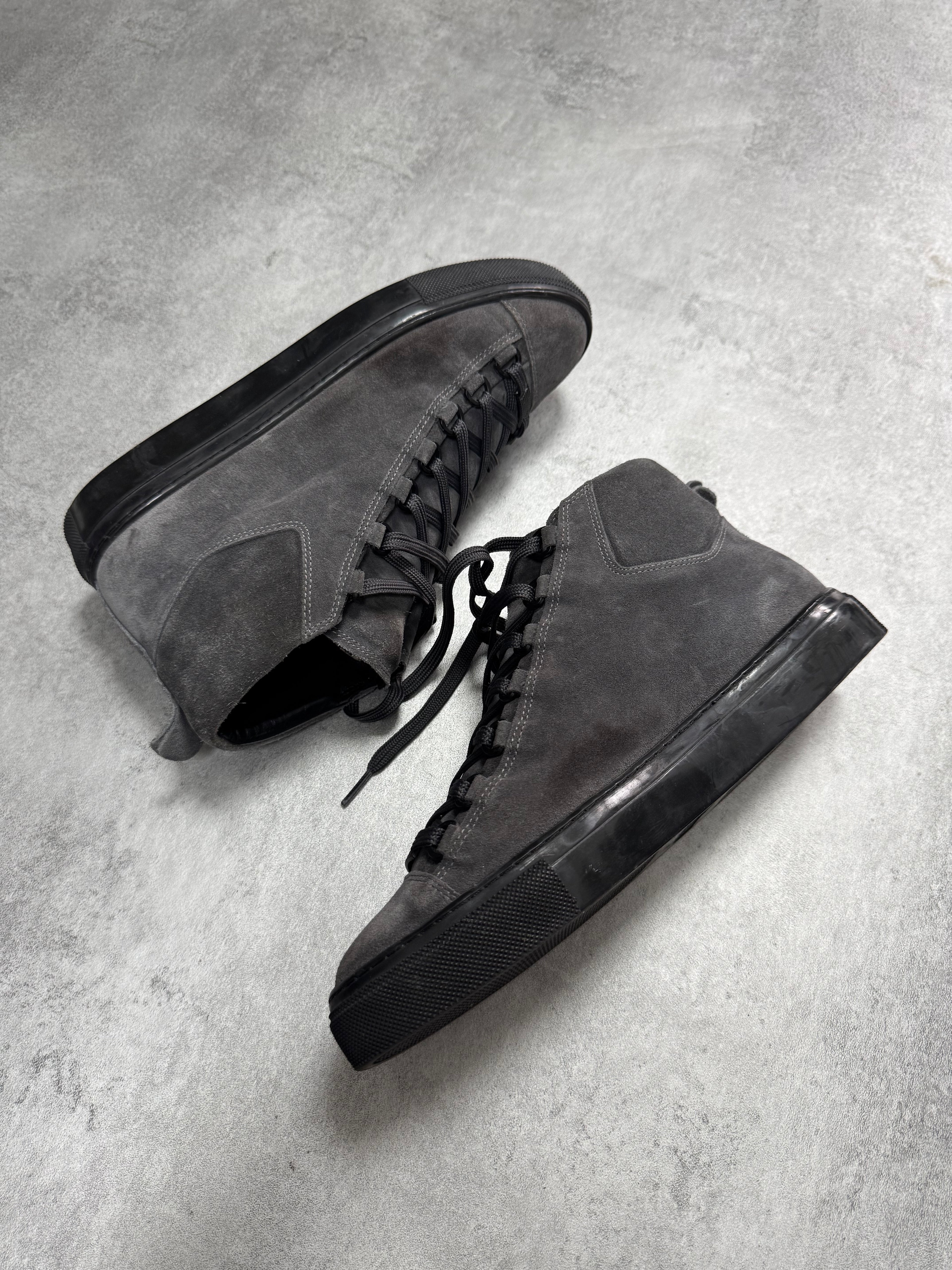 Balenciaga Arena High Dark Grey Suede Leather Sneakers