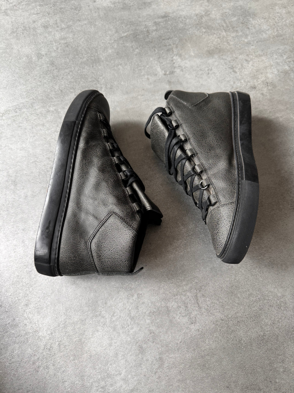 Balenciaga Arena High Cracked Grey Print Sneakers