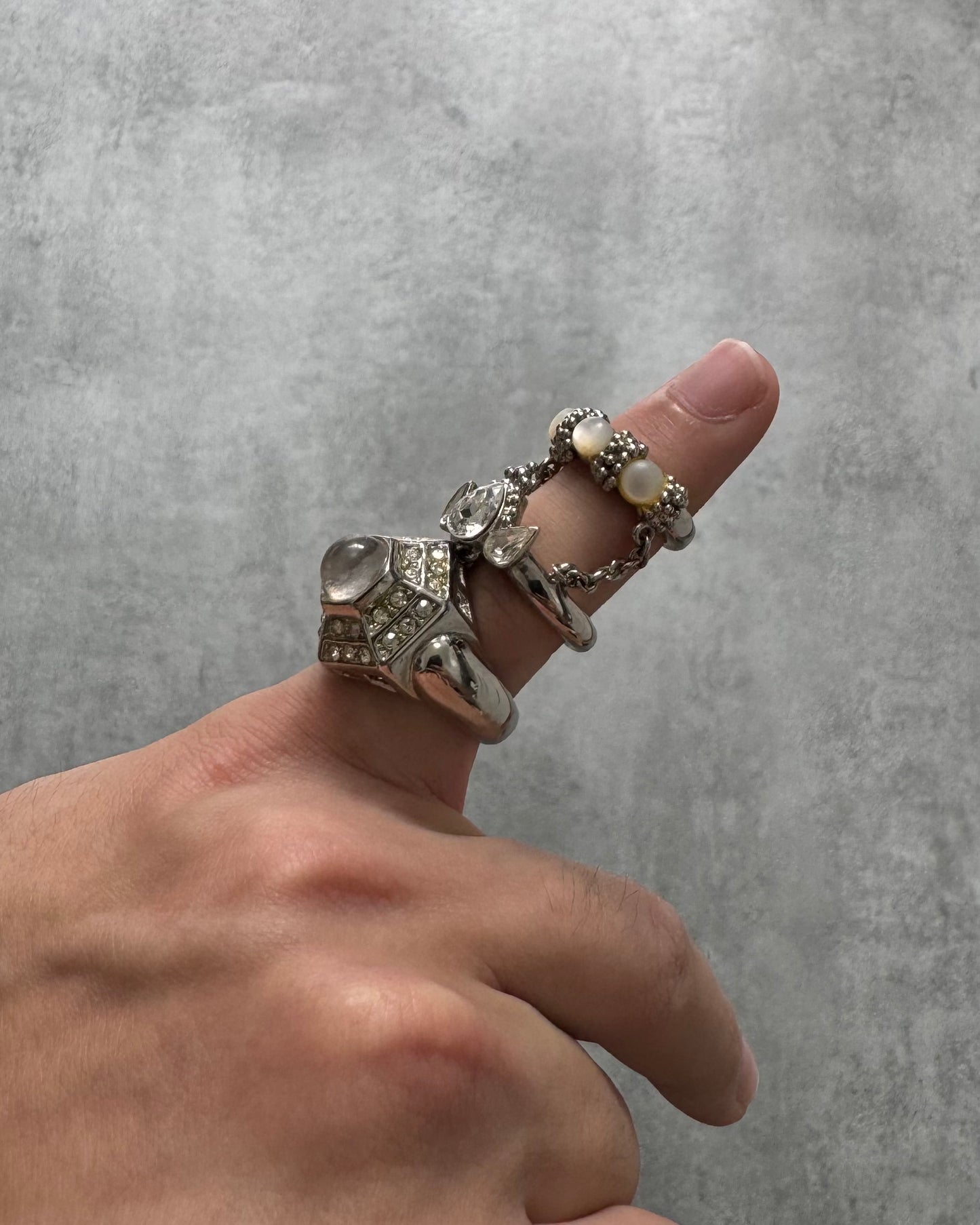 2000s Roberto Cavalli Triple Chained Rings (OS)