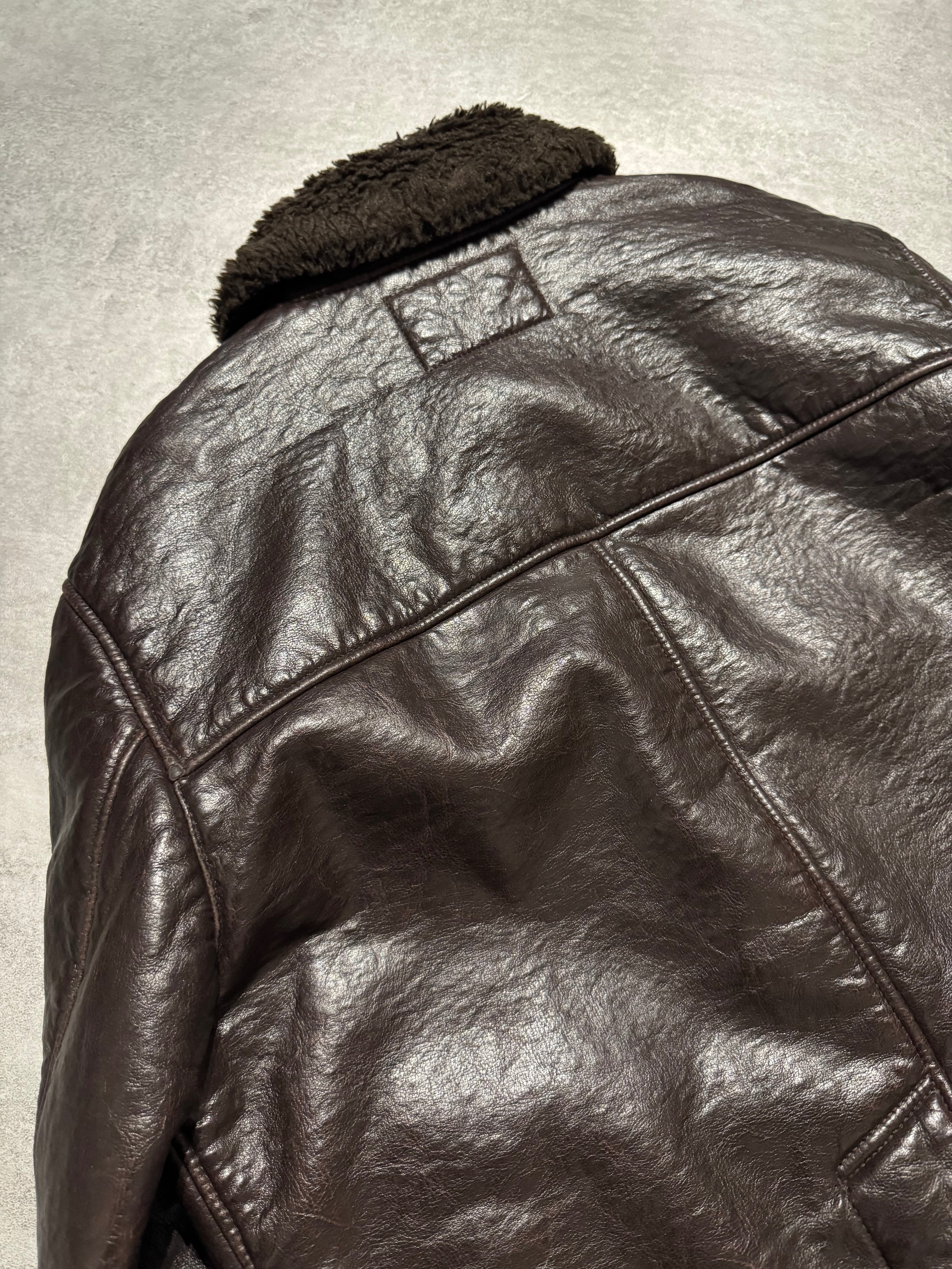 2000s Armani Shearling Effect Brown Jacket